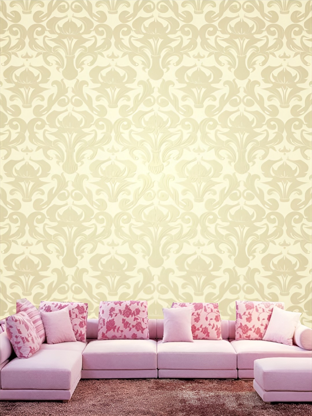 

KSHIRSA Beige Ethnic Motifs 3D Printed Self Adhesive Wall Sticker