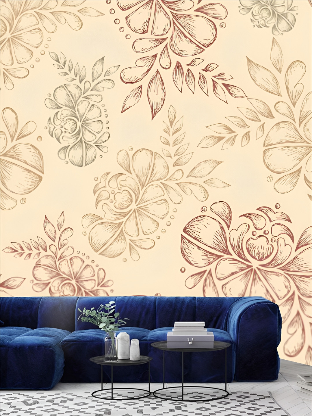

KSHIRSA Beige & Brown 3D Printed Self-Adhesive Wallpaper