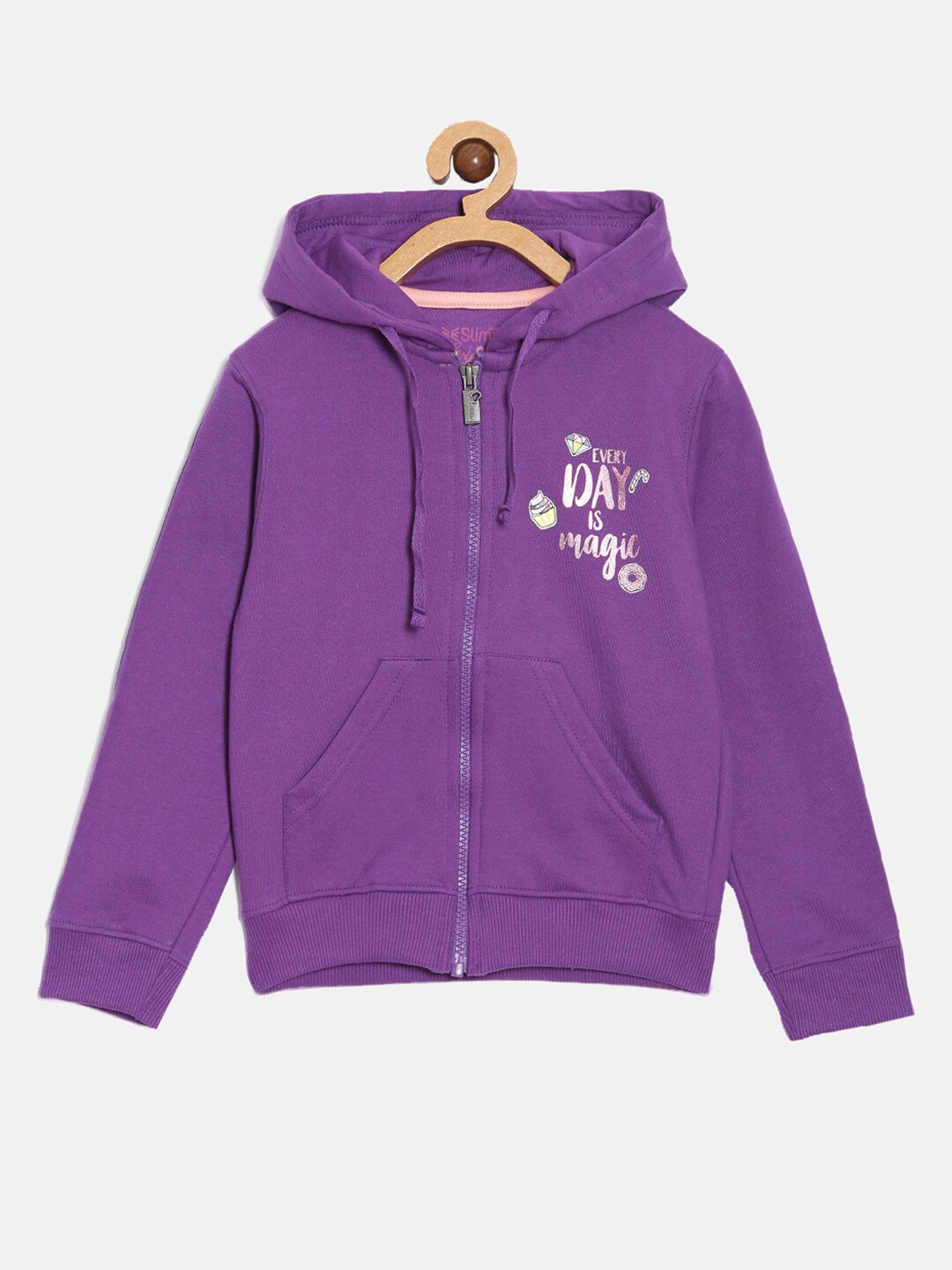 

DIXCY SCOTT Slimz Girls Hooded Long Sleeves Front-Open Sweatshirt, Purple