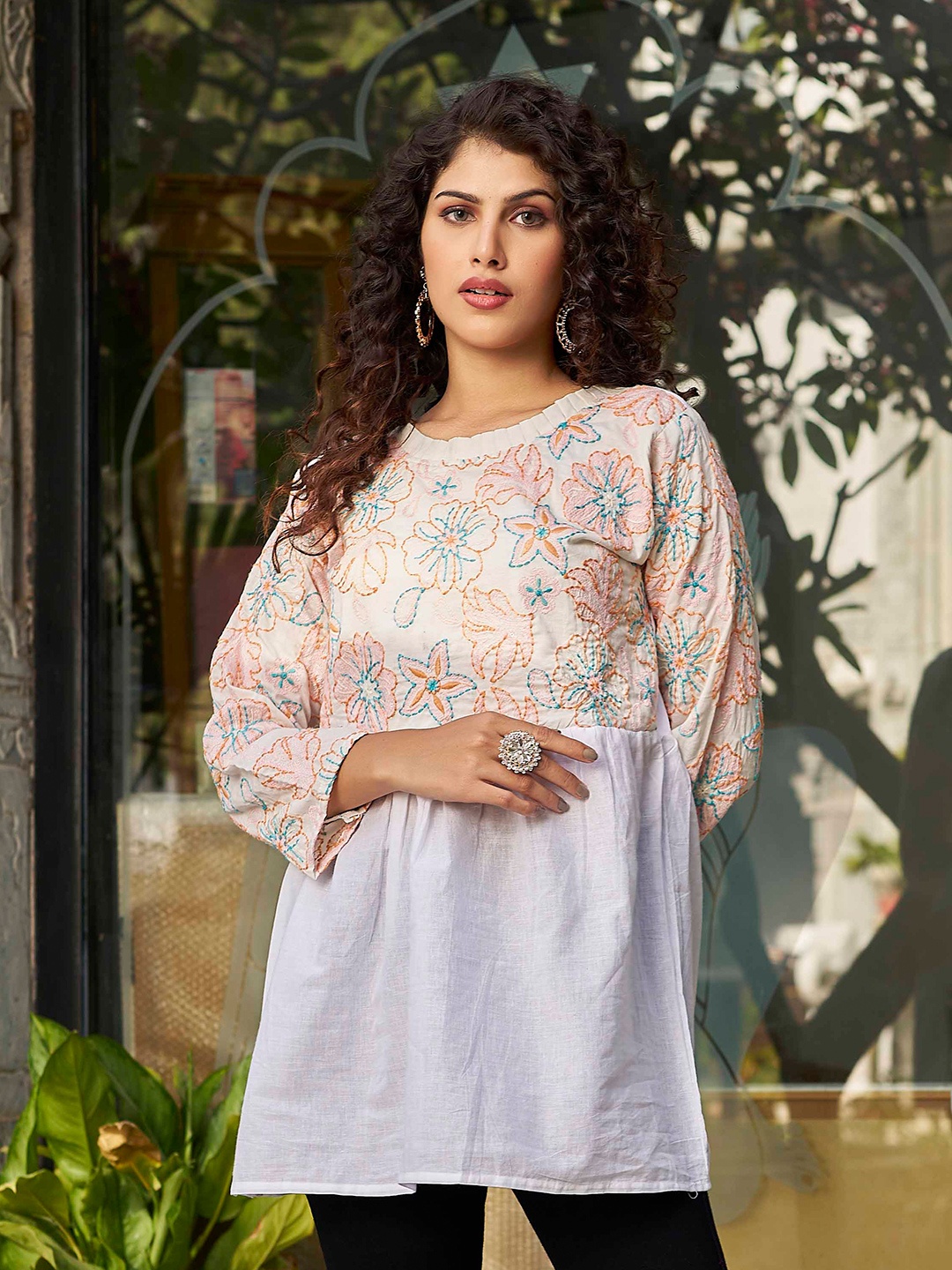 

Kesudi Embroidered Pure Cotton Tunic, White