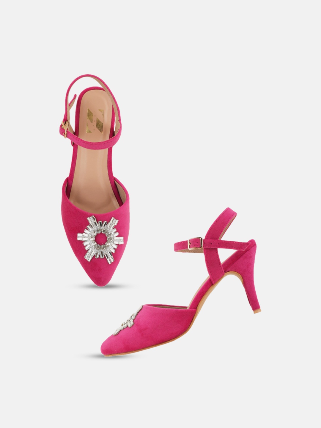 

DressBerry Pink Embellished Slim Heeled Pumps
