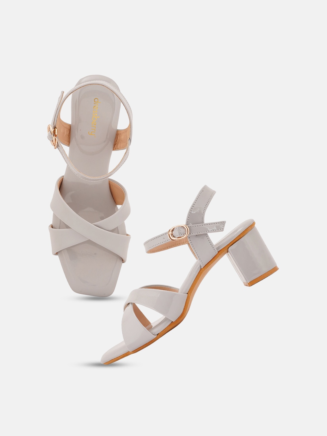 

DressBerry Grey Open Toe Block Heels