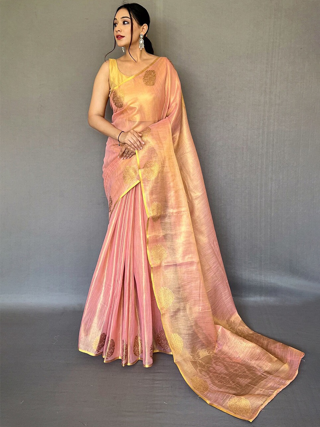 

MySilkLove Woven Design Zari Tissue Banarasi Saree, Pink