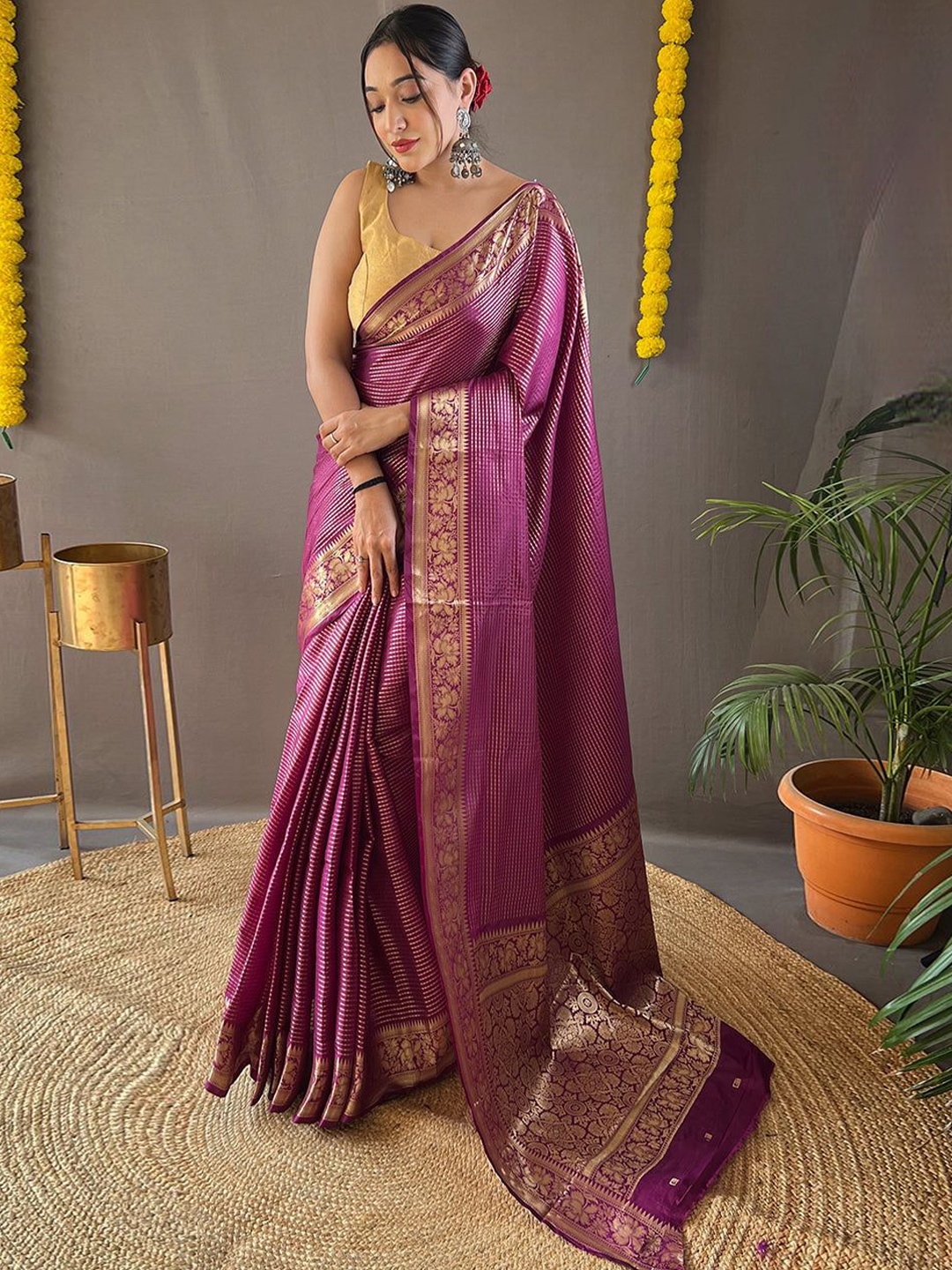 

MySilkLove Woven Design Zari Organza Saree, Purple