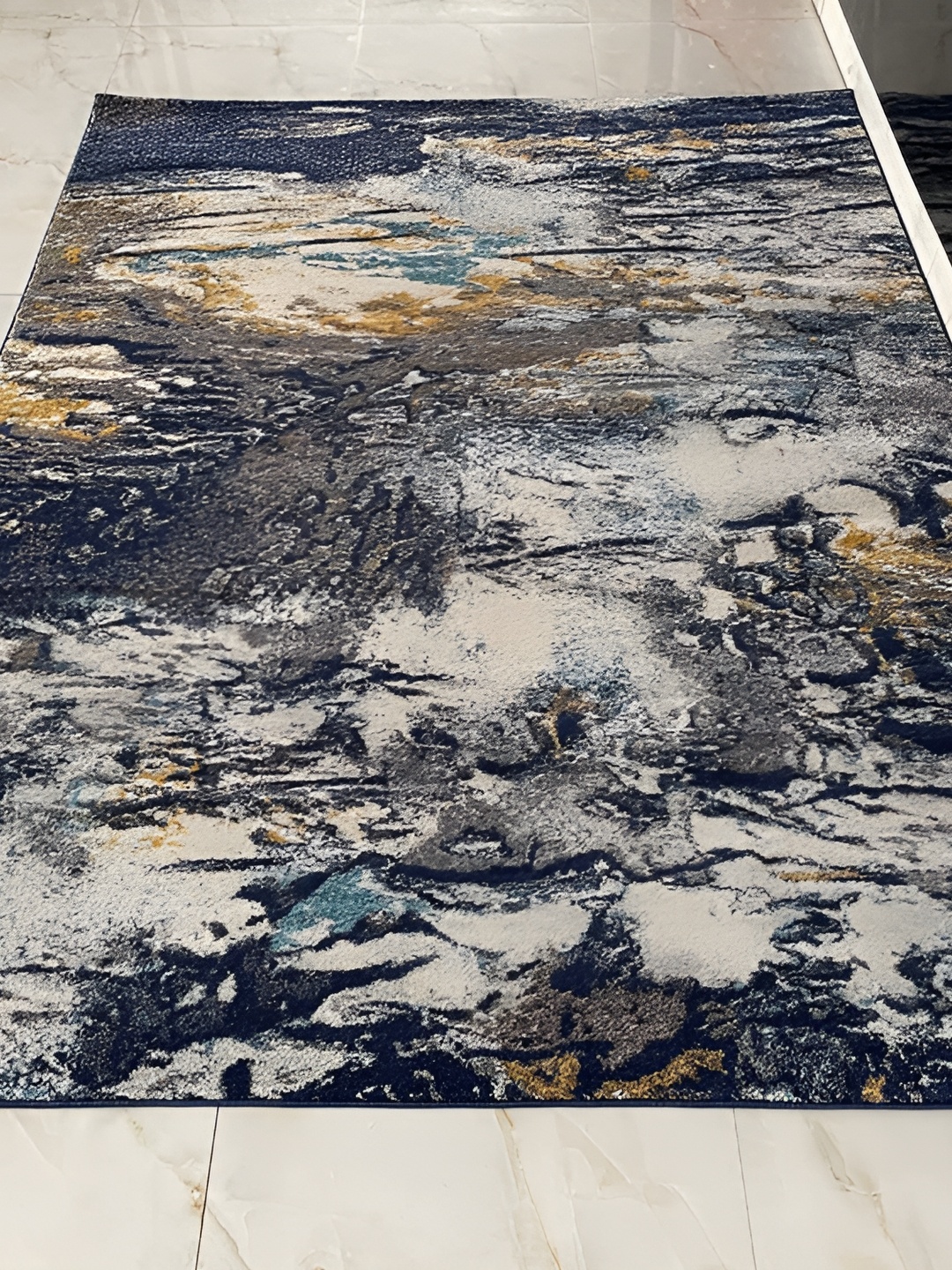 

Safiya Carpet Blue & Cream Abstract Water Resistant Carpets