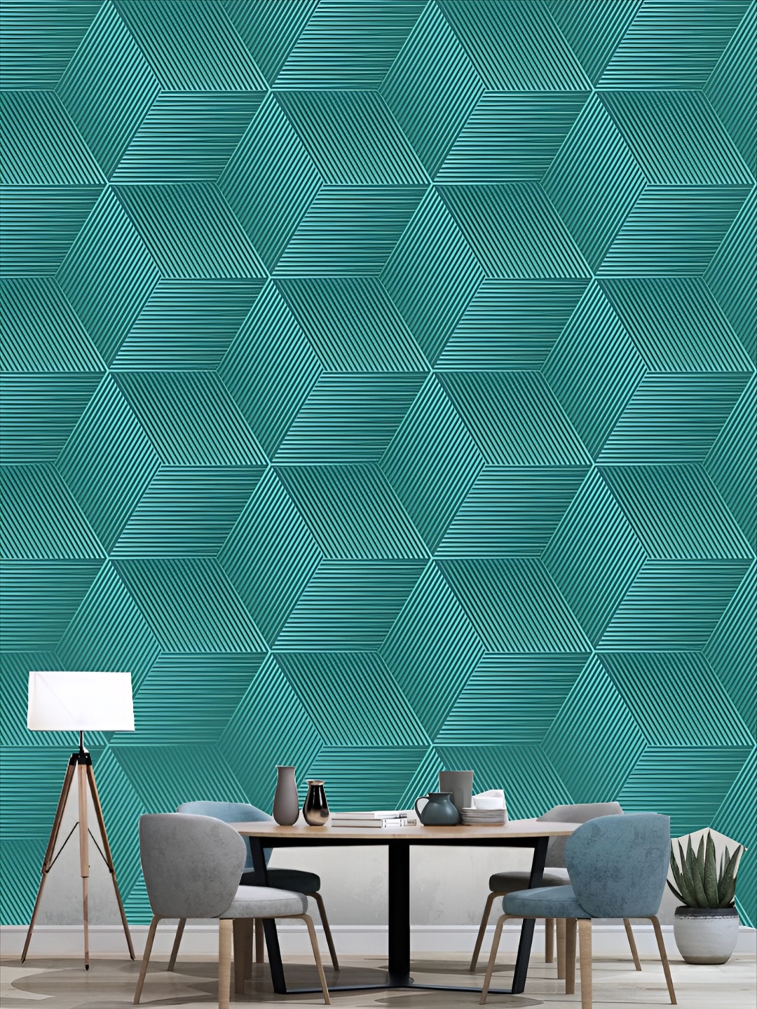 

KSHIRSA Sea Green 3D Printed Self-Adhesive Wallpaper