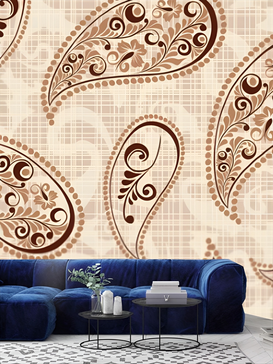 

KSHIRSA Beige & Brown 3D Printed Self Adhesive Wall Sticker