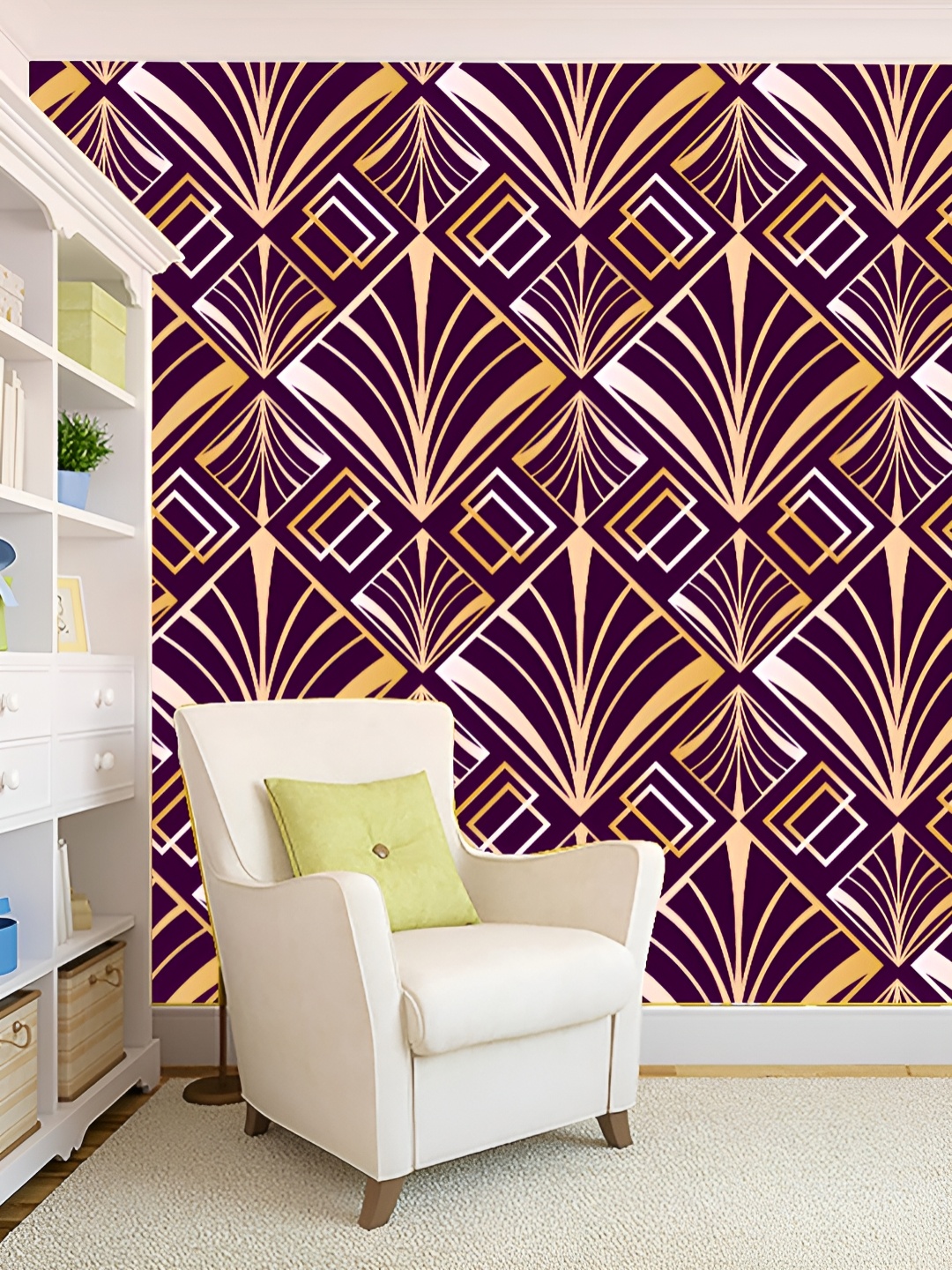 

KSHIRSA Purple & Yellow 3D Printed Self Adhesive Wall Sticker