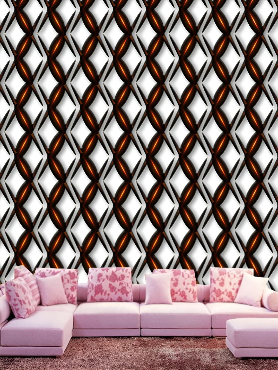 

KSHIRSA white & Coffee Brown 3D Printed Self Adhesive Wall Sticker