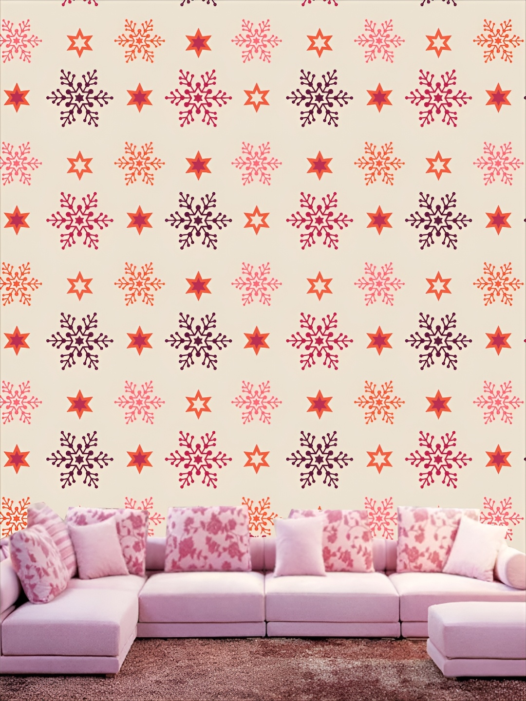 

KSHIRSA Orange Coloured & Purple 3D Printed Self-Adhesive Wallpaper