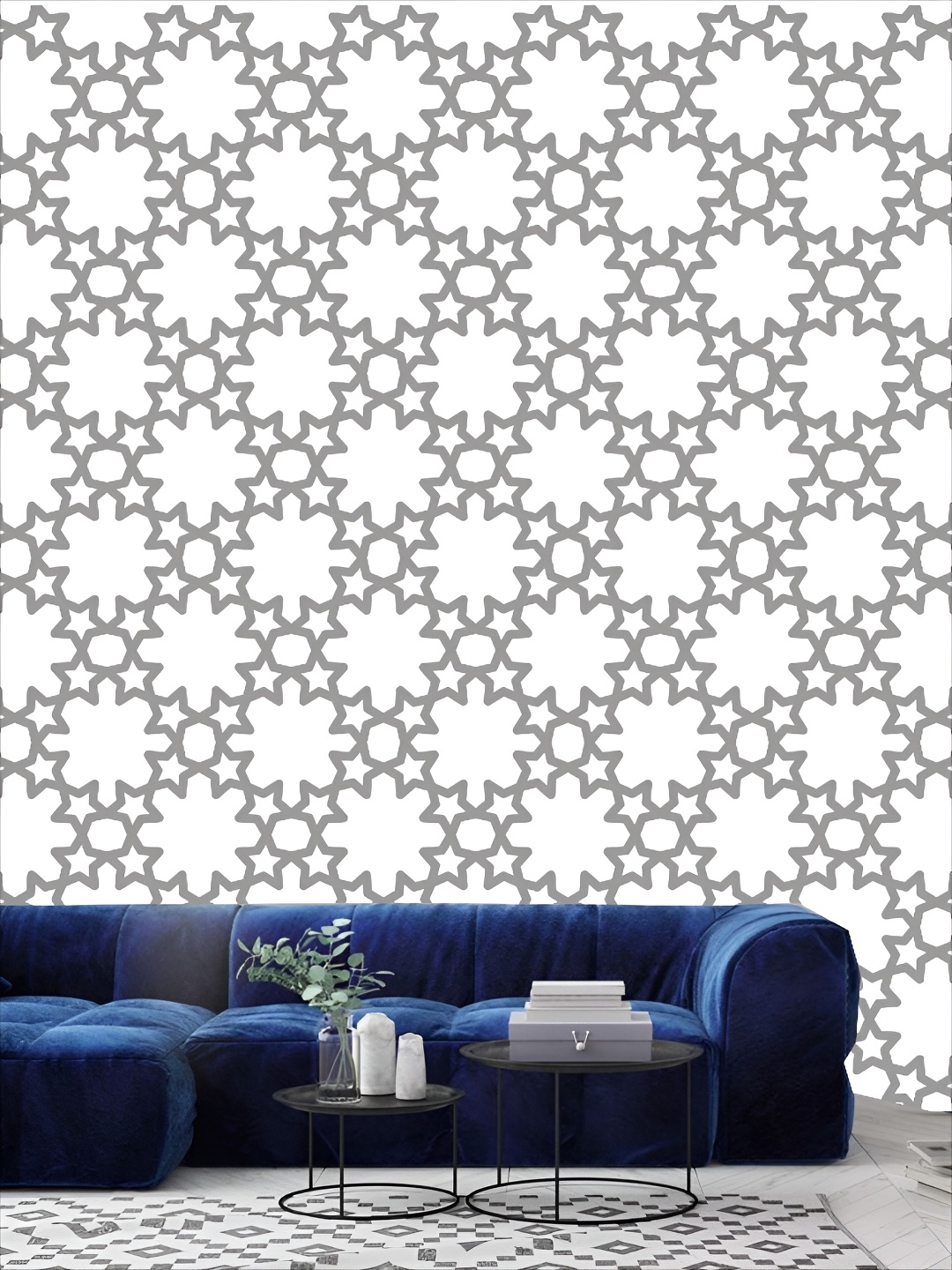 

KSHIRSA Grey & White 3D Printed Self-Adhesive Wallpaper