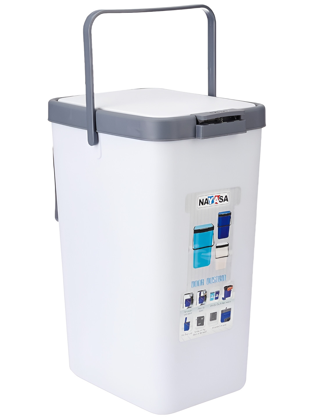 

Nayasa White Top Push Dustbin 18L