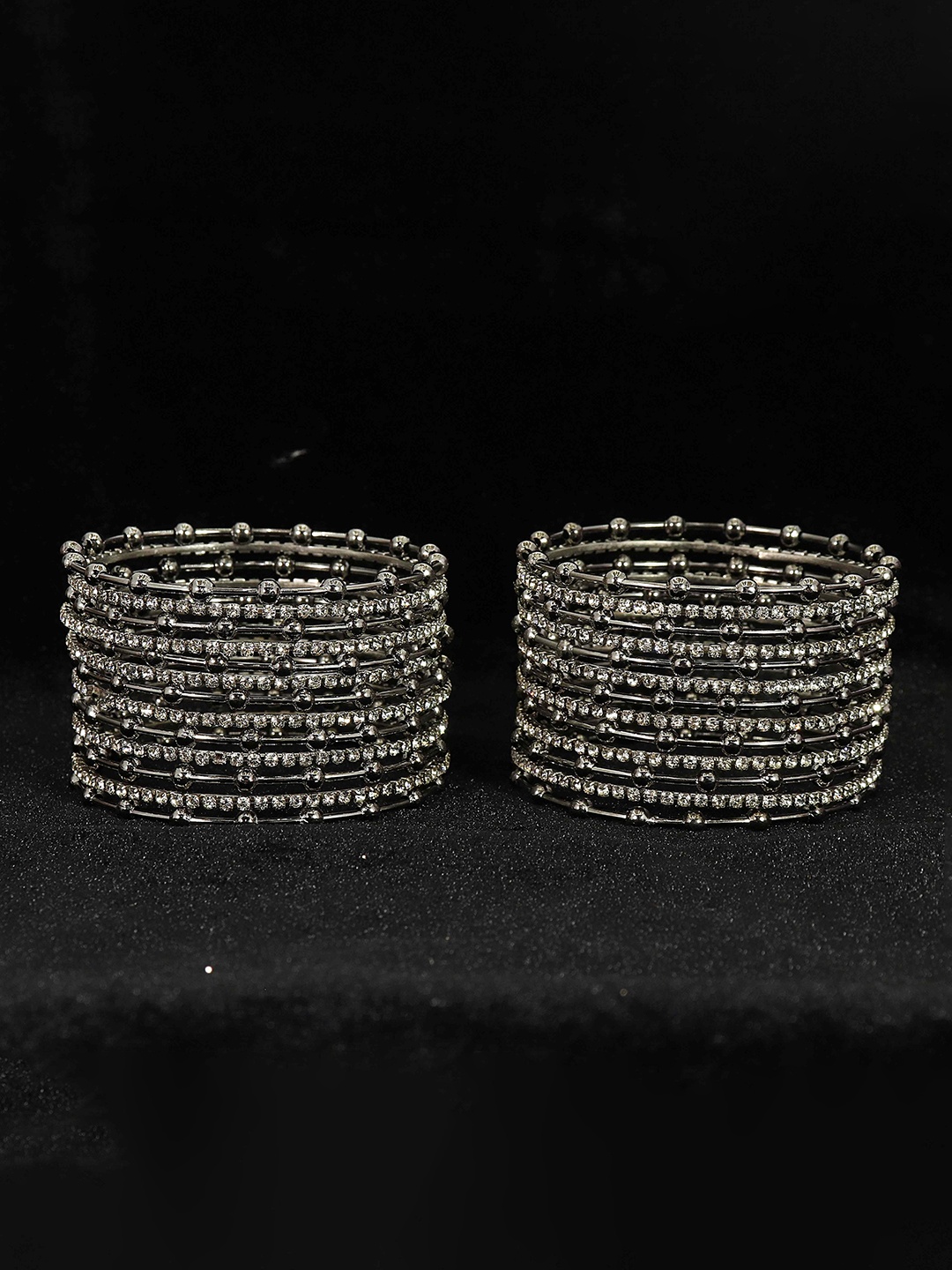 

NMII Set Of 26 CZ-Studded Bangles, Grey