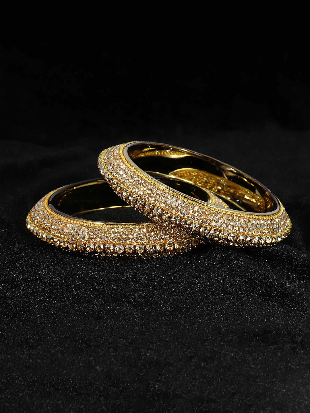 

NMII Set Of 2 Gemstone CZ-Studded Bangles, Gold