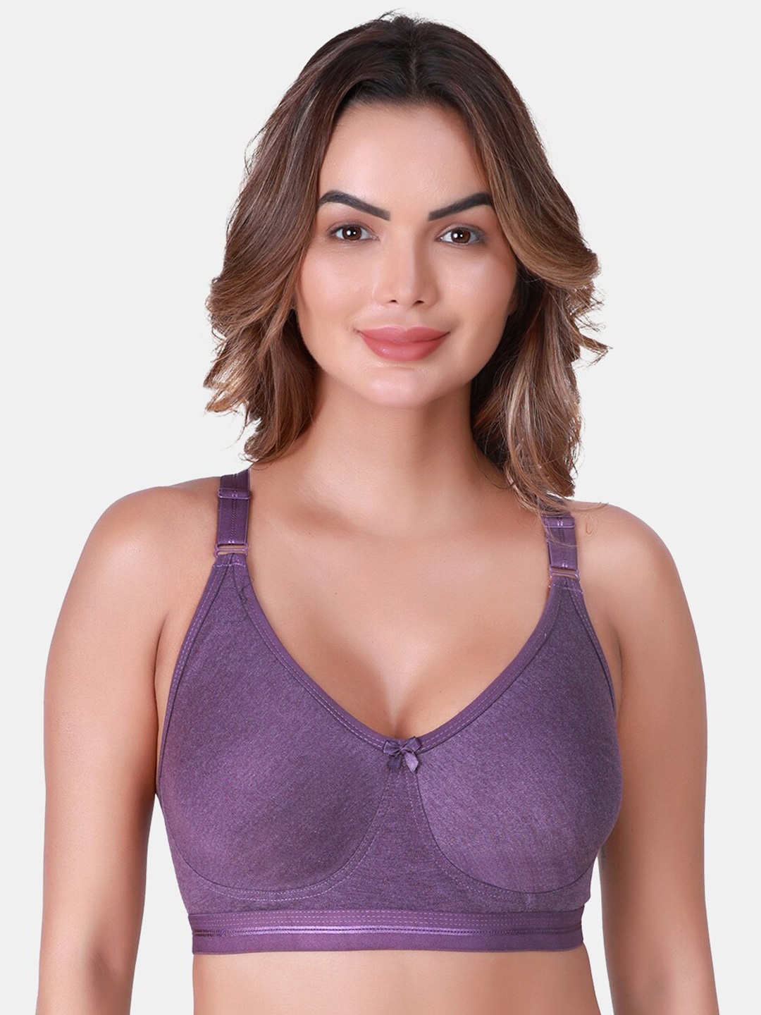 

SKDREAMS Full Coverage Non Padded Non-Wired Seamless Cotton T-shirt Bra-All Day Comfort, Purple