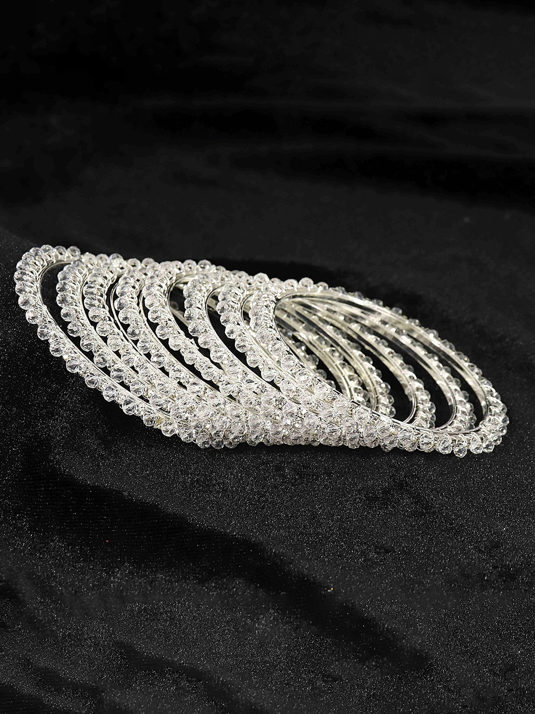 

NMII Set Of 8 Cubic Zirconia Bangles, Silver