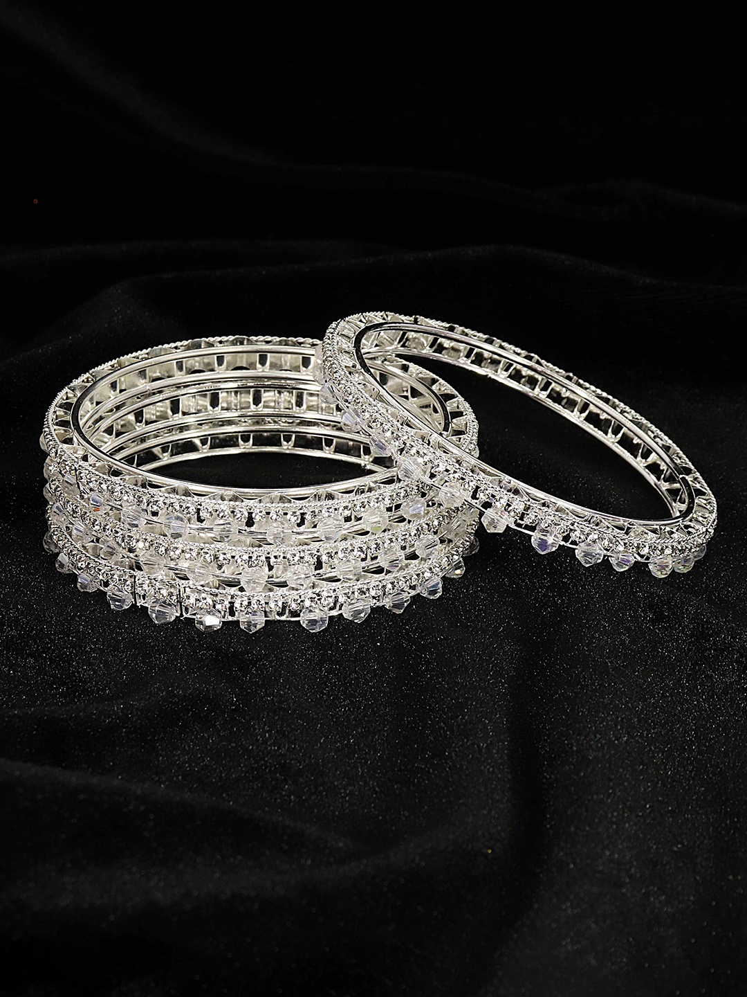 

NMII Set Of 4 Zircon Bangles, Silver