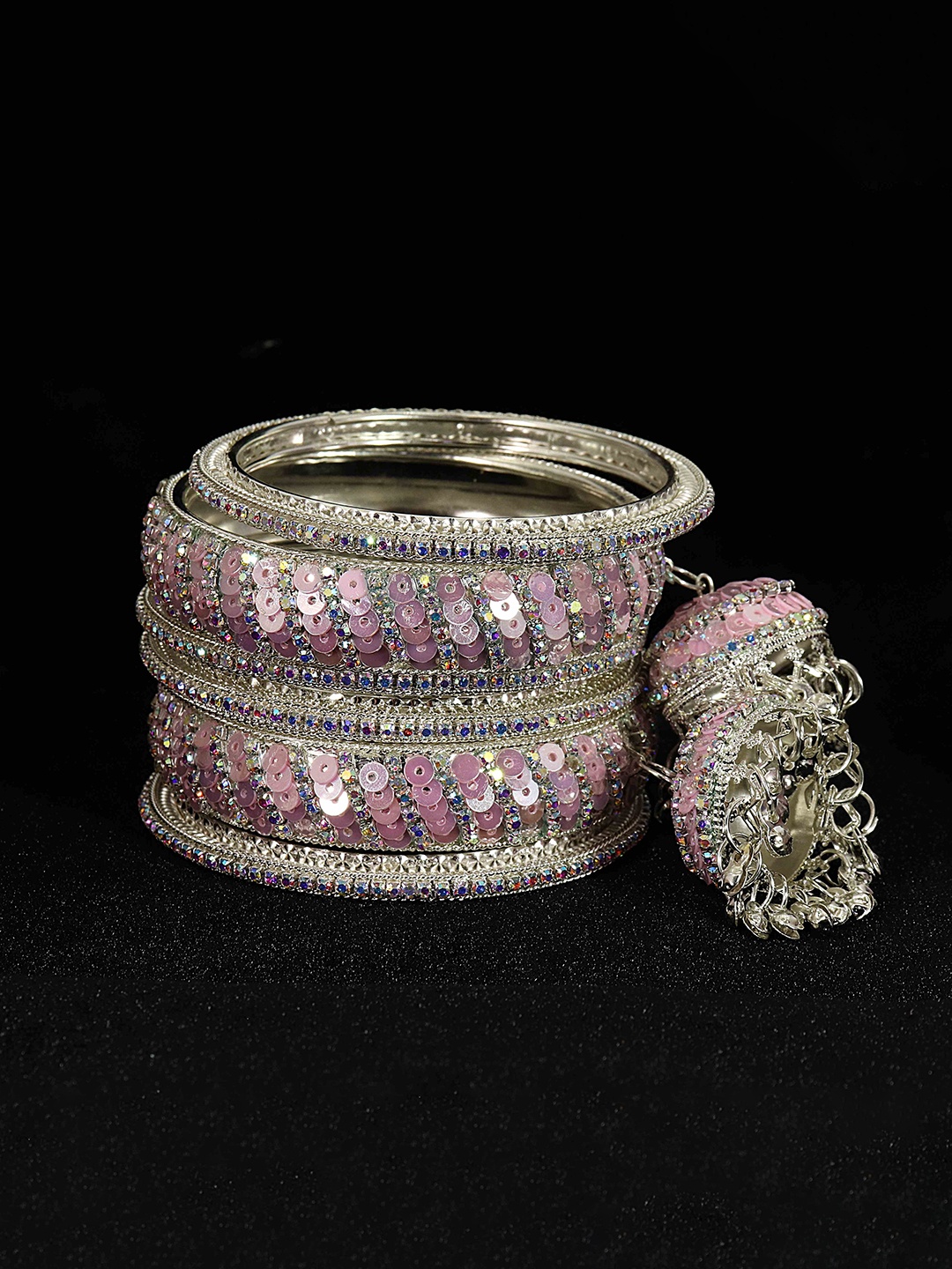 

NMII Set Of 6 Zircon Bangles, Pink
