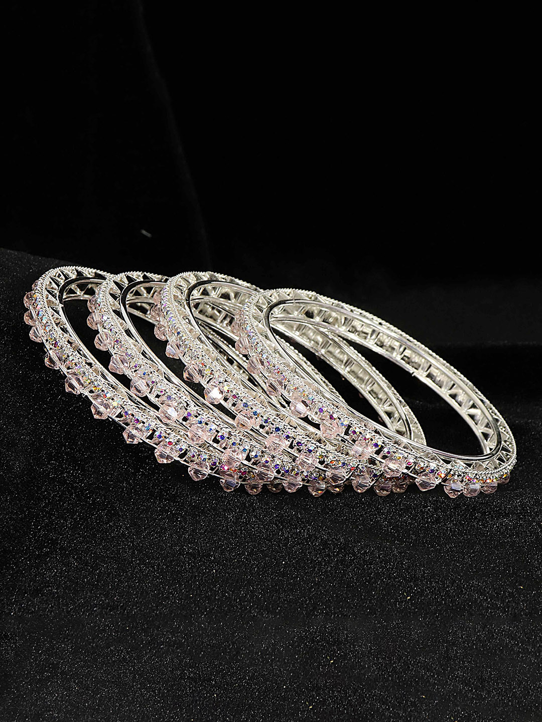 

NMII Set Of 4 Zircon Bangles, Silver