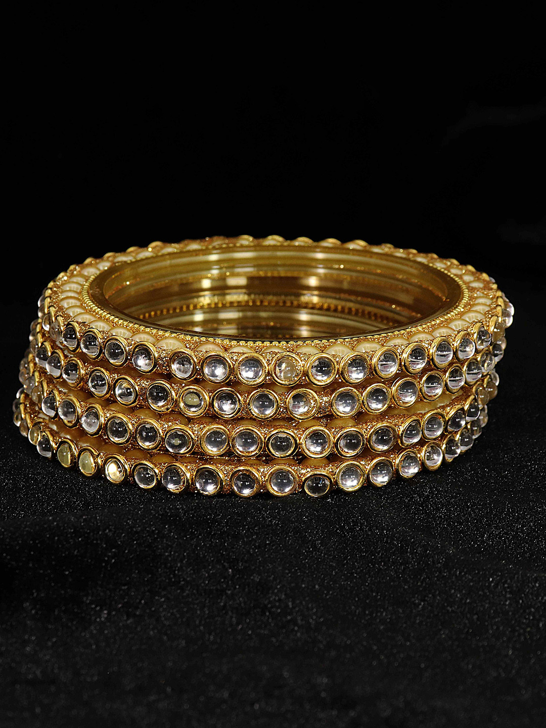

NMII Set Of 4 Crystal Bangles, Gold