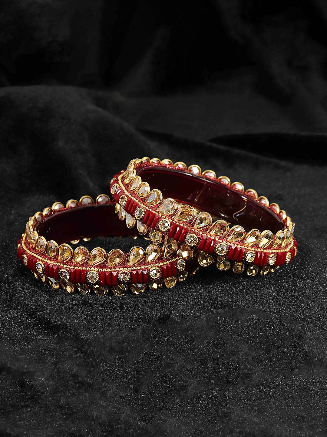 

NMII Set Of 2 Gold-Plated Zircon Diamond Kundan Bangles