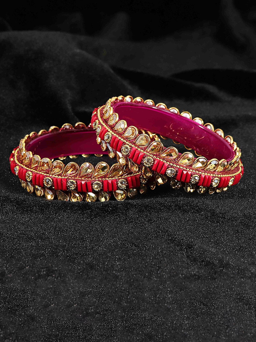 

NMII Set of 2 Crystals Design Bangles, Magenta