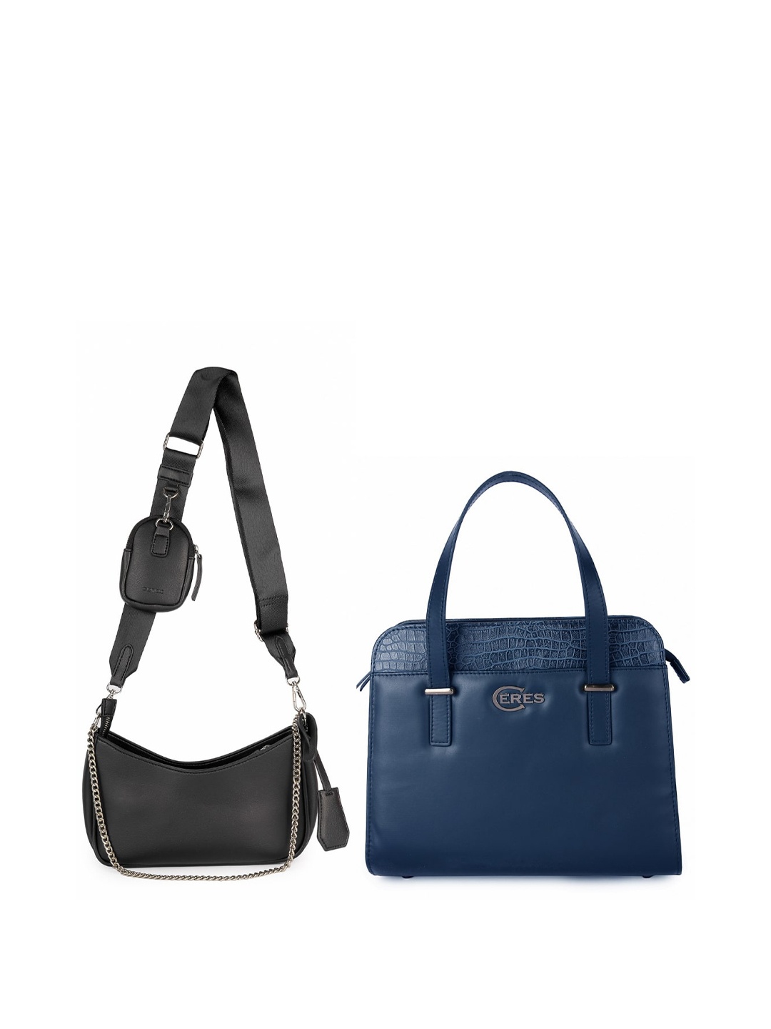 

CERES Women Set of 2 Leather Crossbody & Tote Bags, Blue
