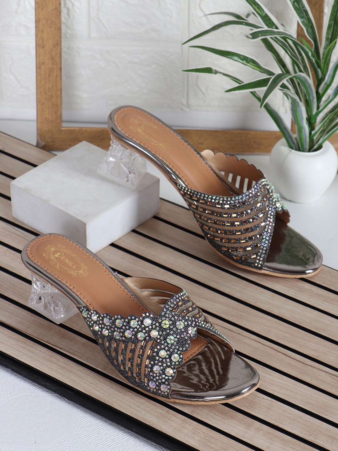 

Denill Embellished Block Heels, Grey