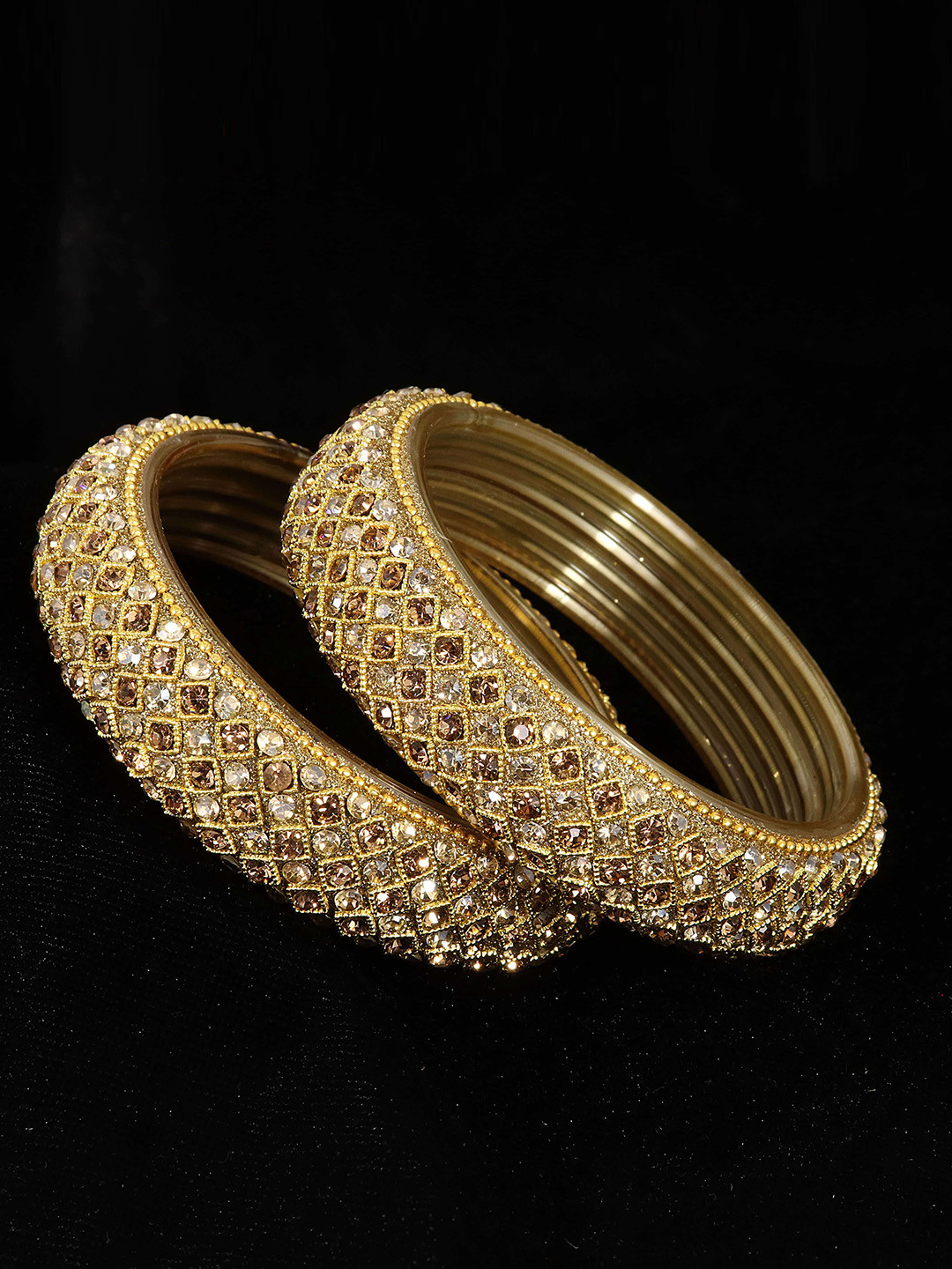 

NMII Set Of 2 Crystal Studded Bangles, Gold