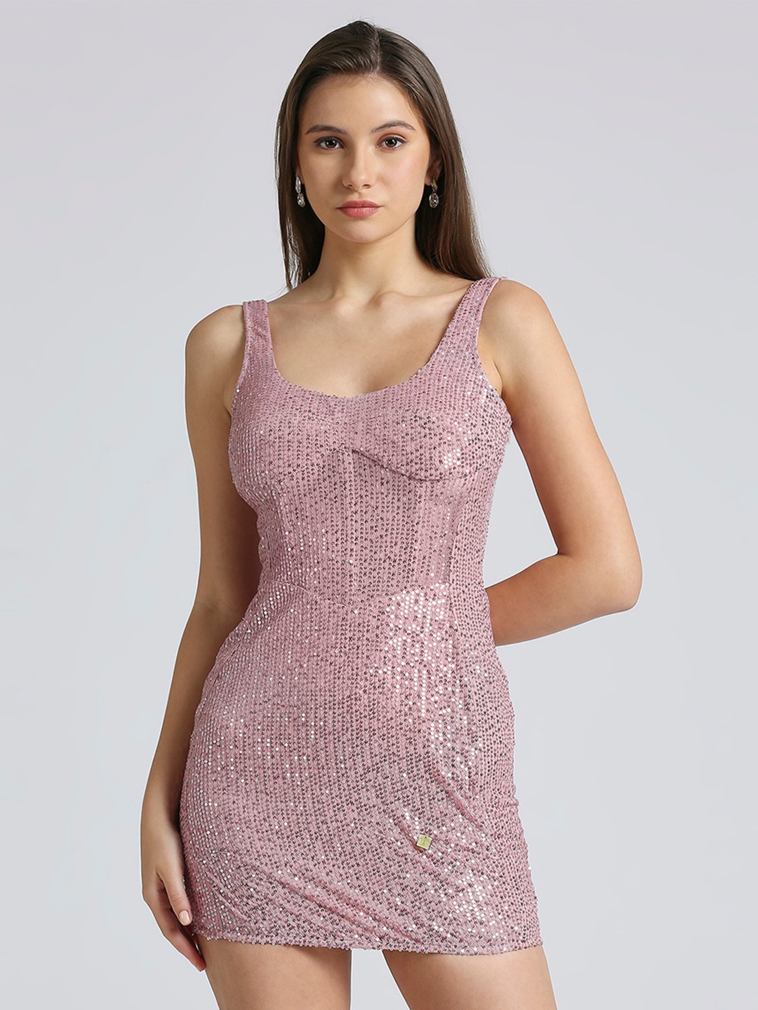 

EMBLAZE Shoulder Straps Bodycon Mini Dress, Pink