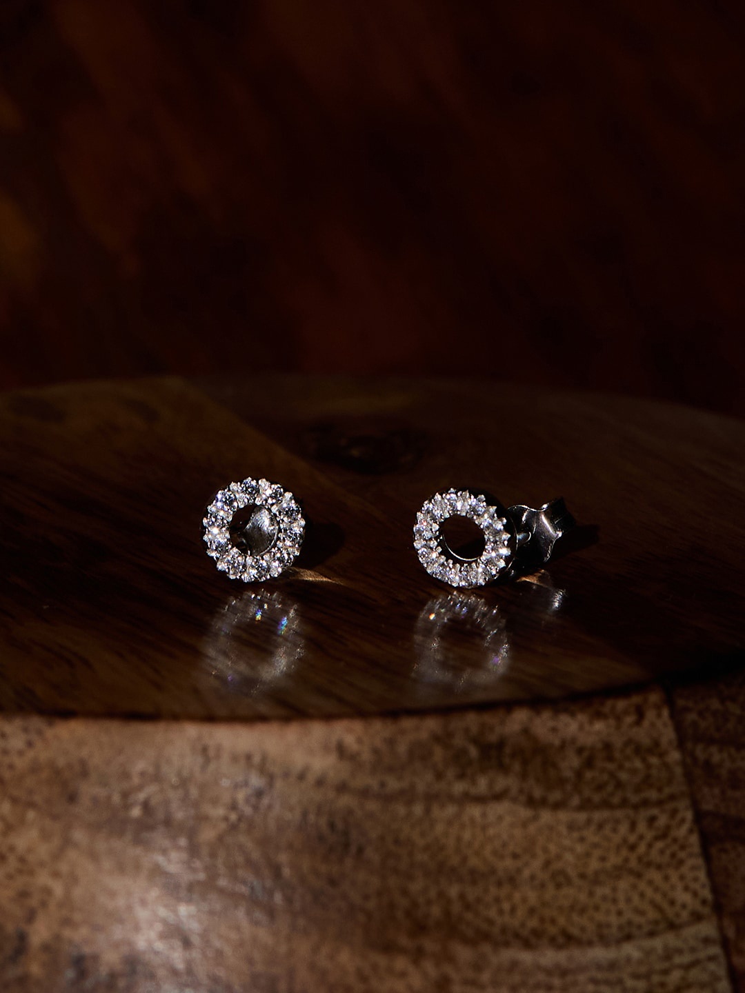 

House of Pataudi Rhodium-Plated 925 Sterling Silver Circular Studs Earrings