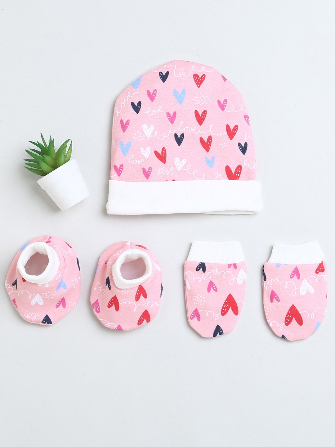 

BUMZEE Infants Girls Printed Cotton Beanie, Pink