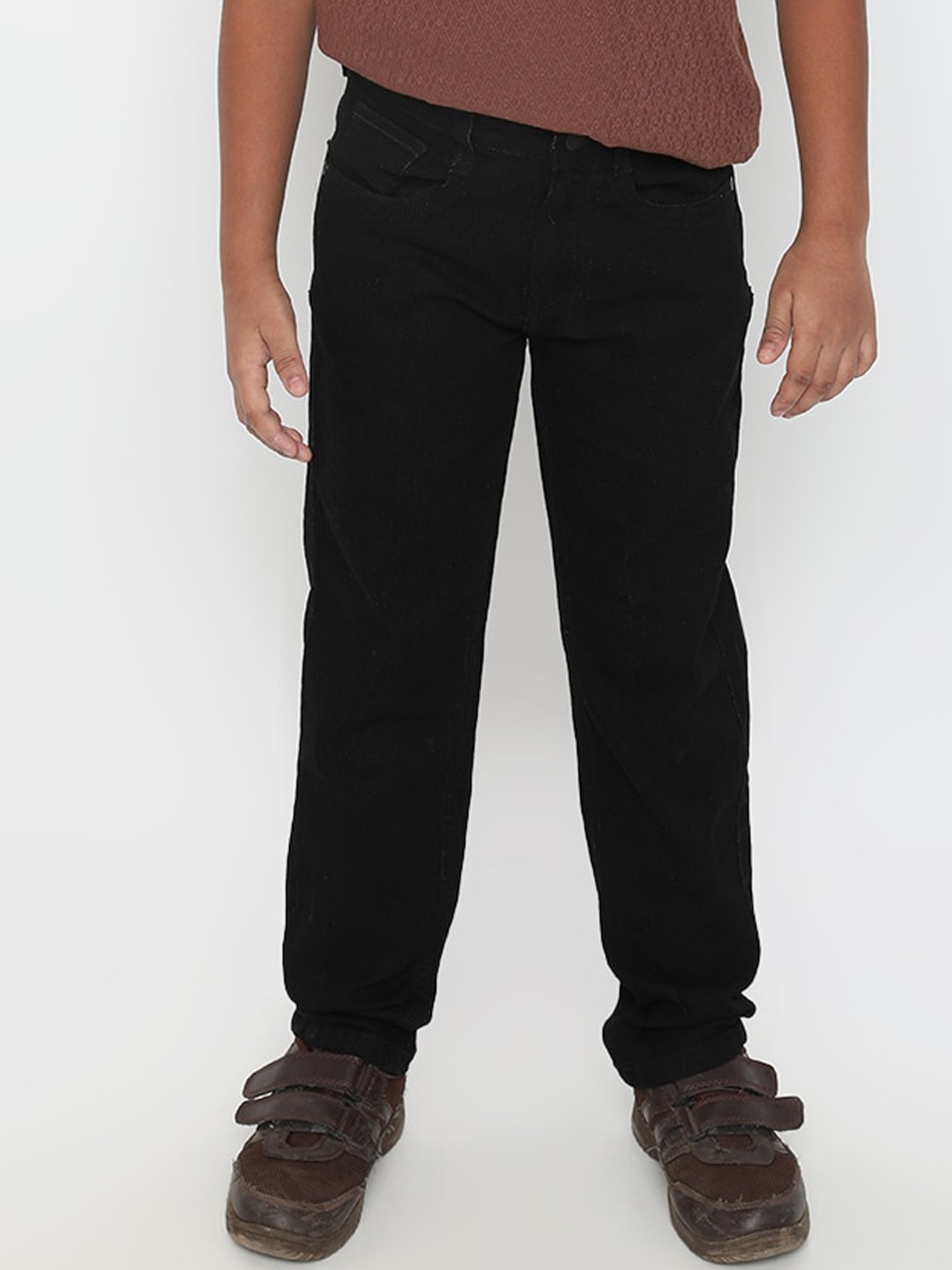 

HERE&NOW Boys Mid Rise Straight Fit Stretchable Jeans, Black