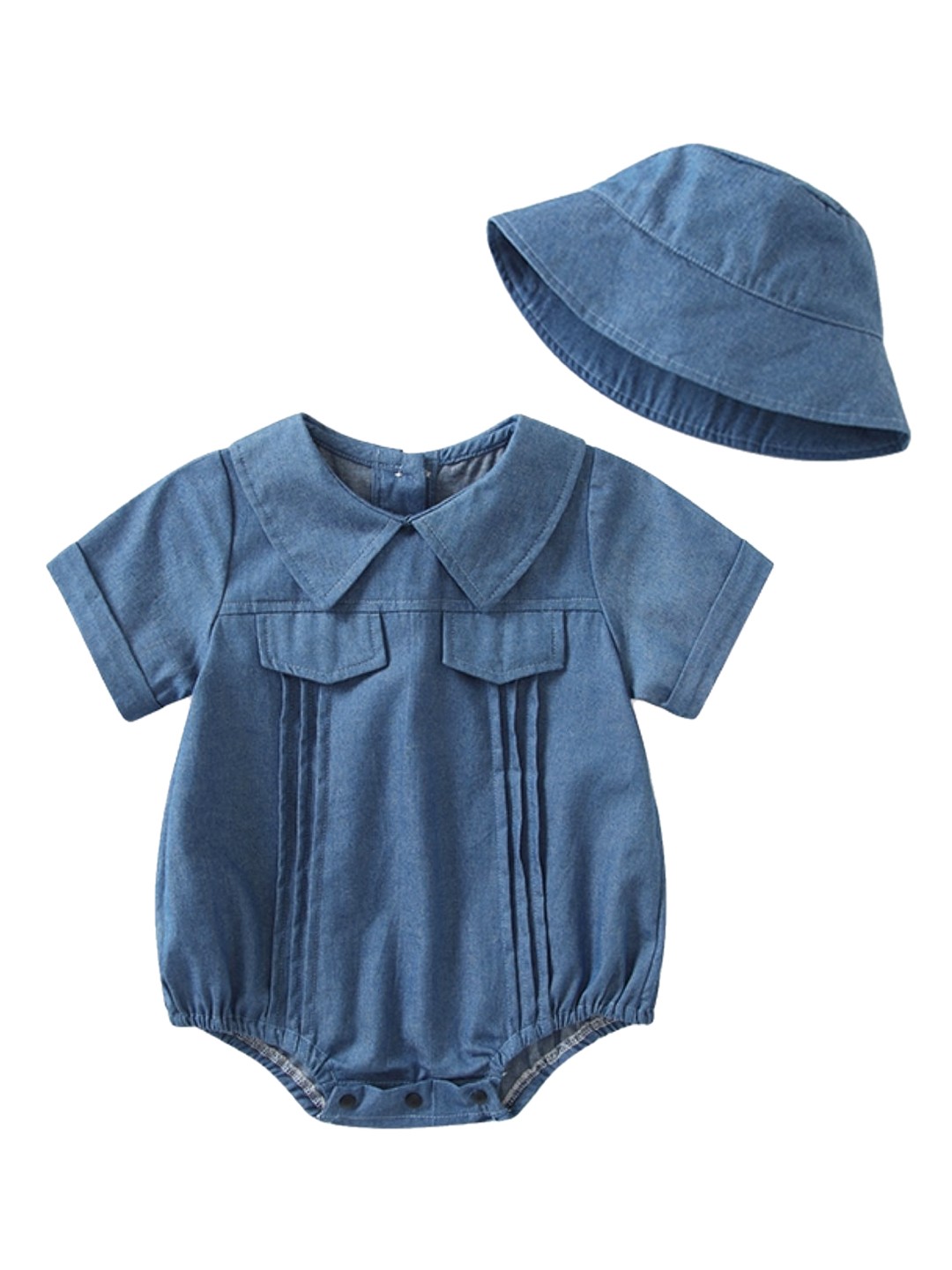

StyleCast Infant Girls Blue Shirt Collar Pure Cotton Bodysuit