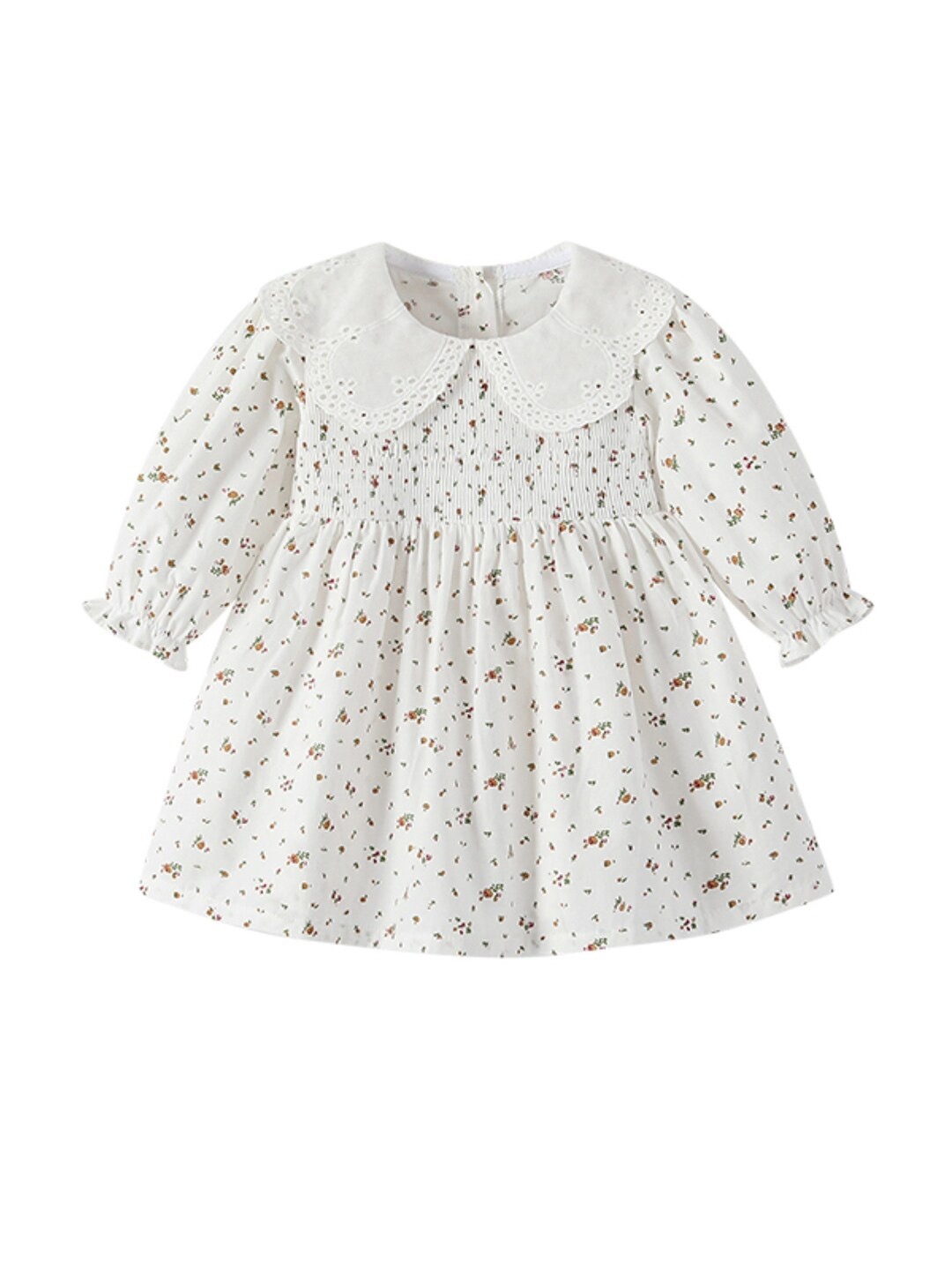 

StyleCast Girls Floral Print Peter Pan Collar Pure Cotton Empire Dress, White