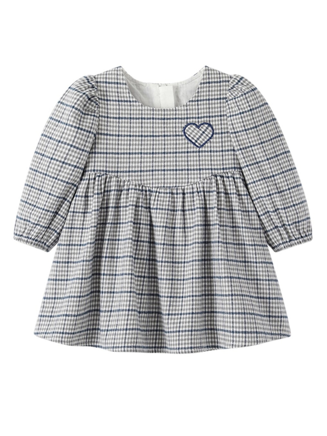 

StyleCast Round Neck Long Sleeves Checked A-Line Dress, Black