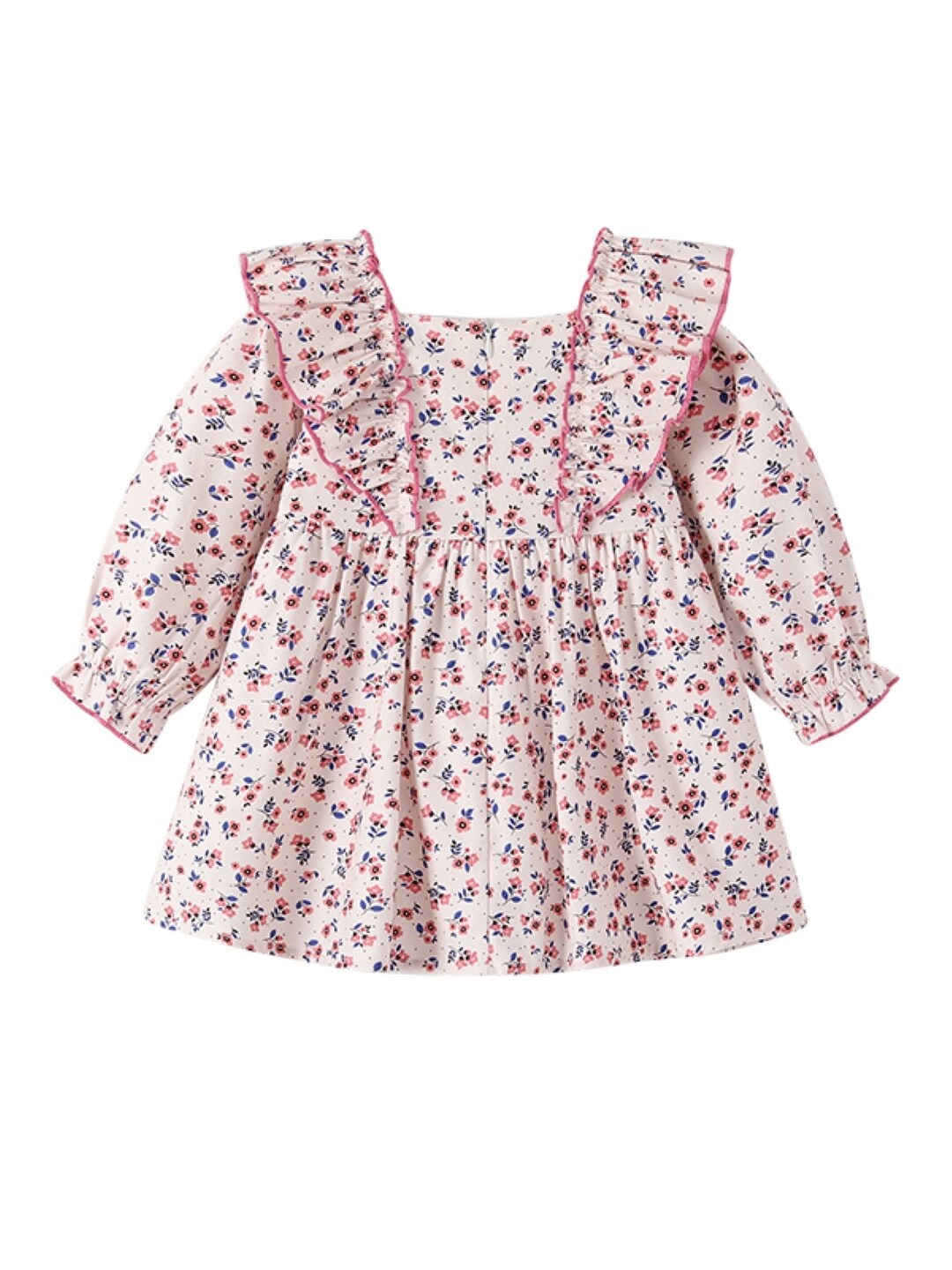 

StyleCast Square Neck Long Puff Sleeves Floral Print Fit & Flare Dress, Pink