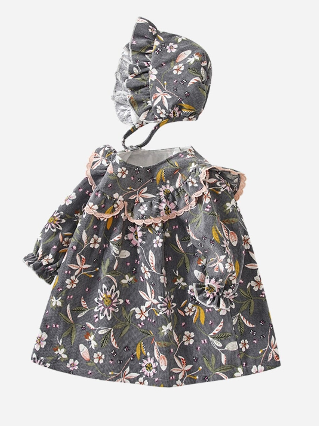 

StyleCast Round Neck Floral Print Puff Sleeve A Line Dress, Grey