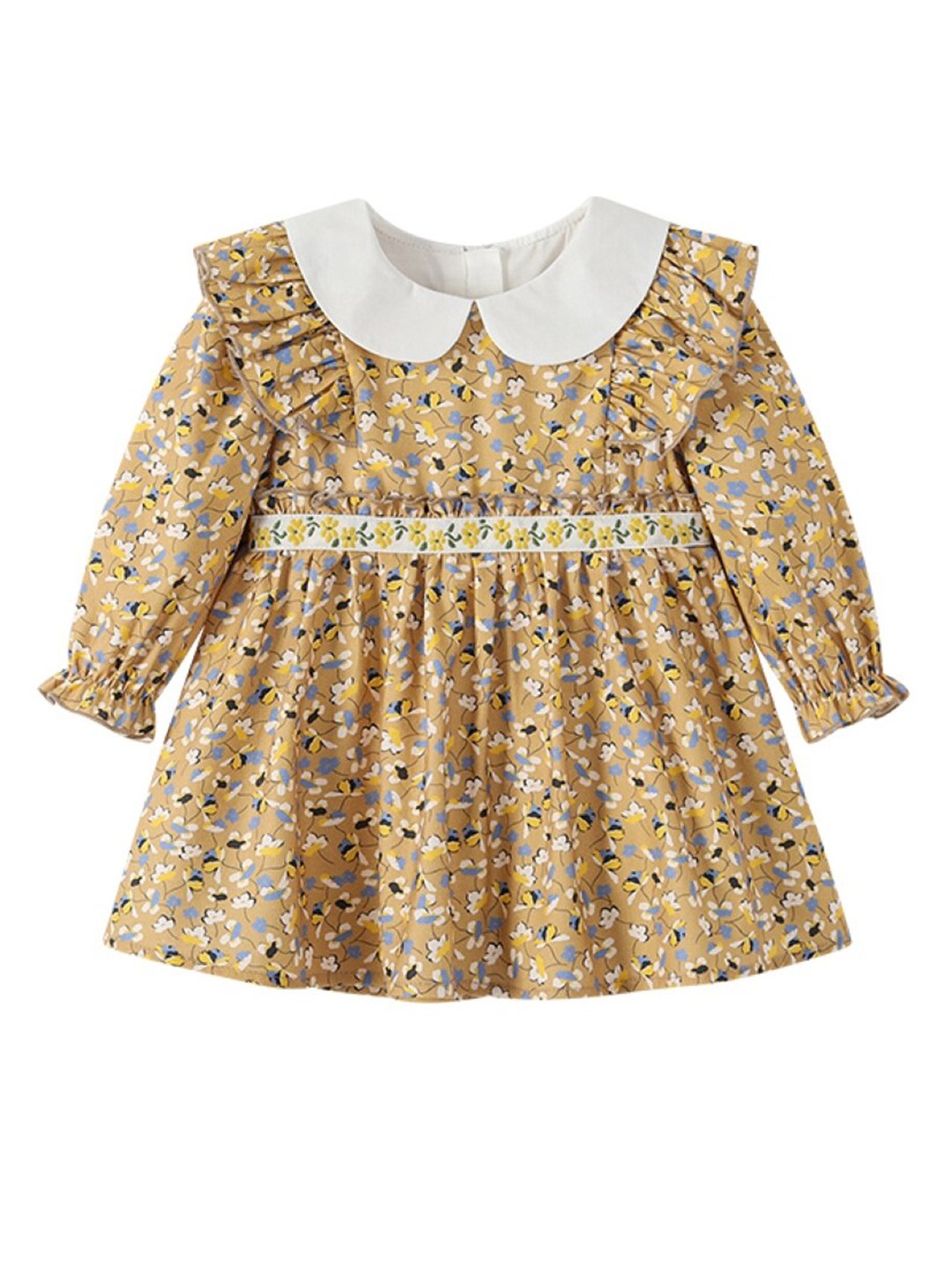 

StyleCast Floral Print Peter Pan Collar Long Puff Sleeves A-Line Dress, Green