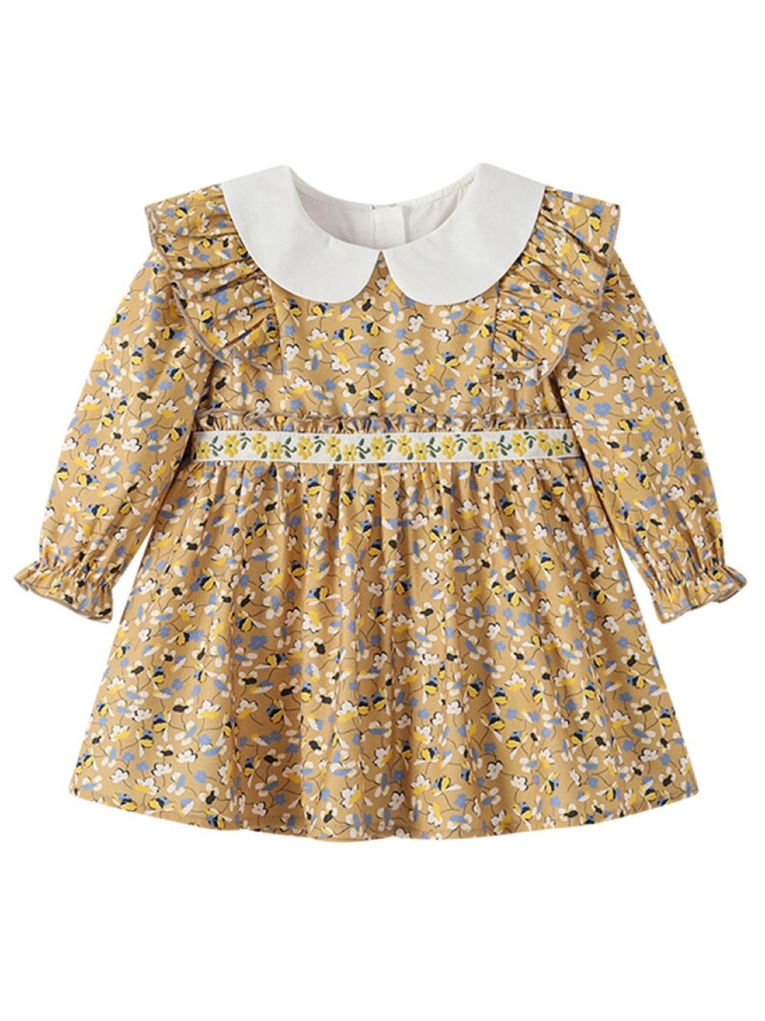 

StyleCast Girls Floral Print Peter Pan Collar Pure Cotton A-Line Dress, Yellow