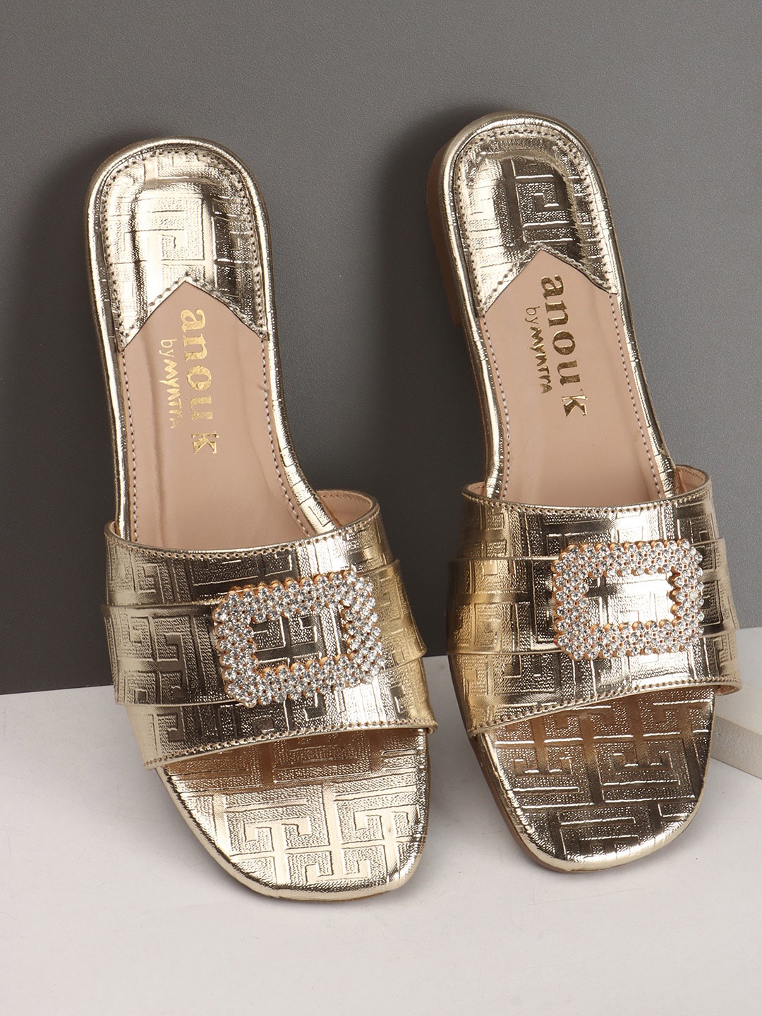 

Anouk Embellished Open Toe Flats, Gold
