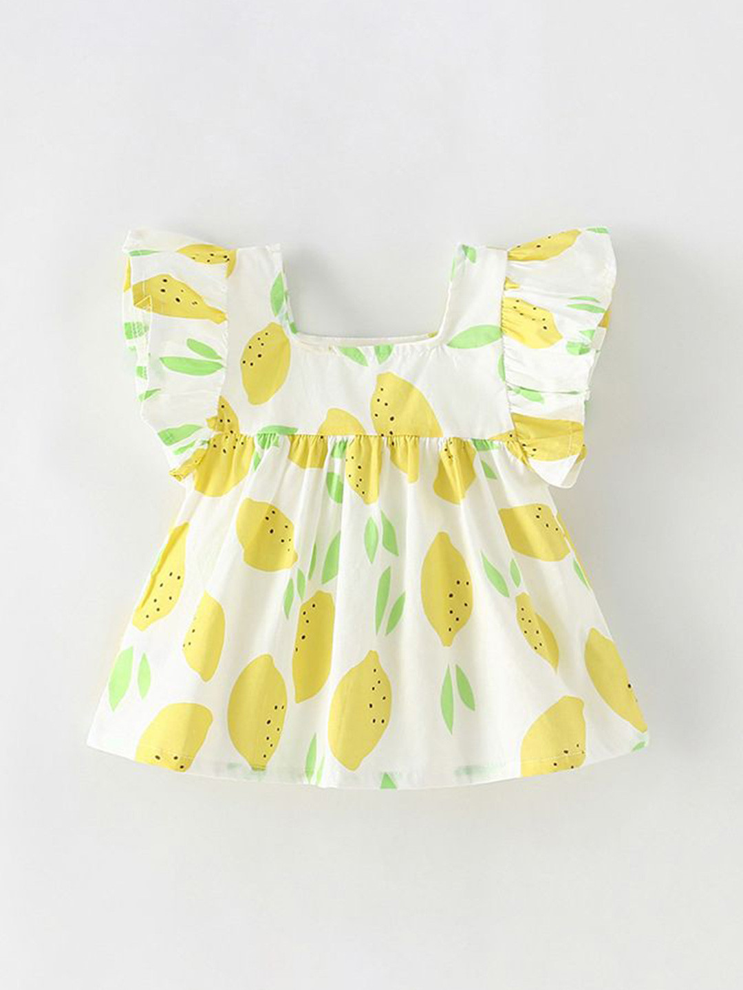

StyleCast White Square Neck Floral Printed Flutter Sleeves Cotton Fit and Flare Dress