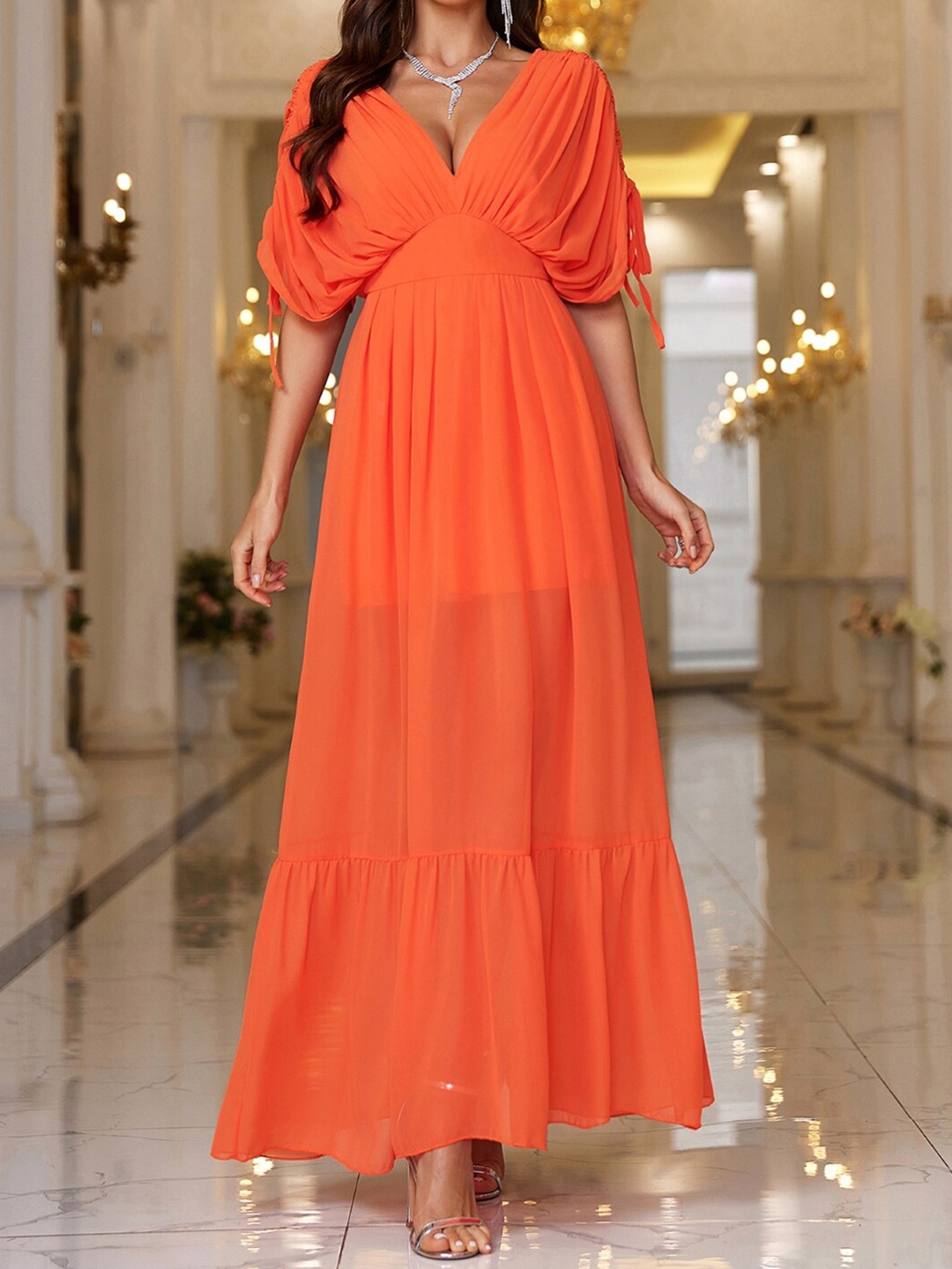 

StyleCast Extended Sleeves Maxi Dress, Orange