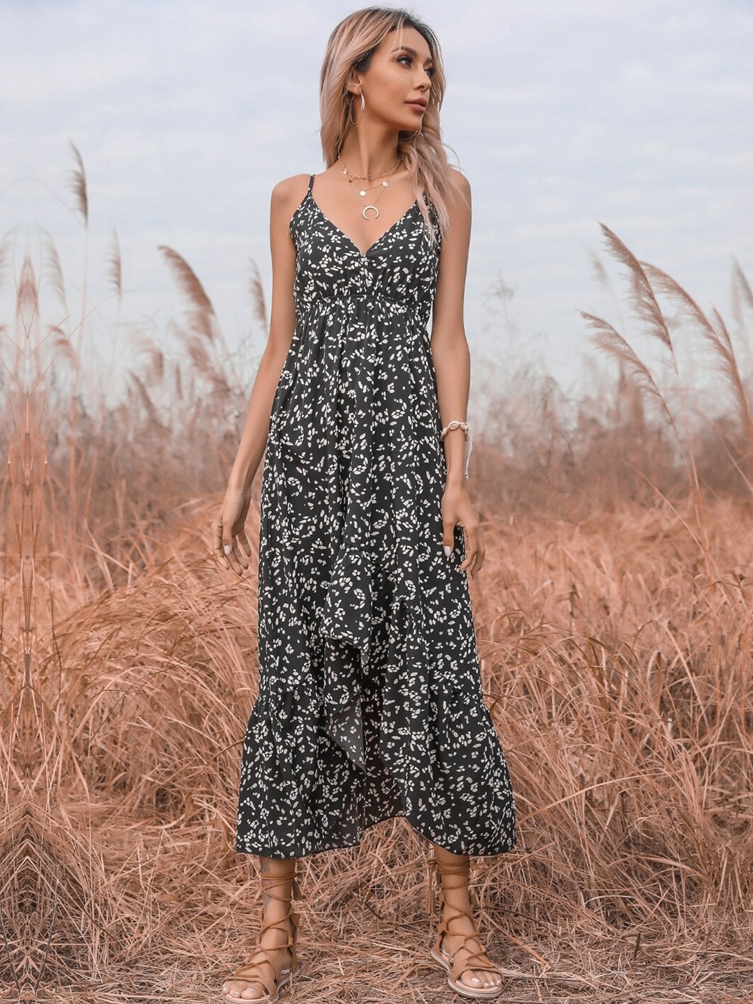 

StyleCast Black Animal Printed Fit & Flare Midi Dress