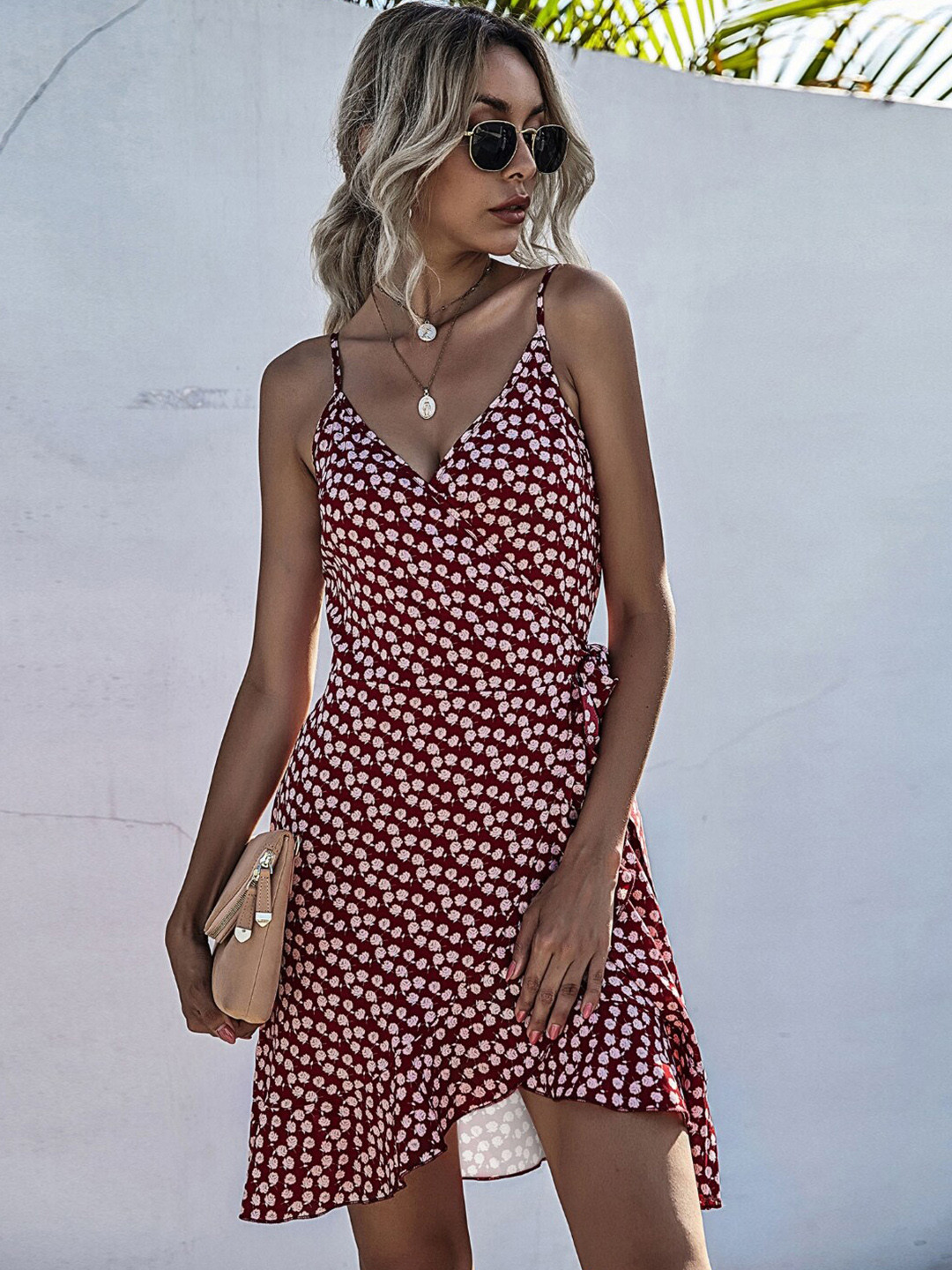 

StyleCast Red Shoulder Straps Floral Printed Dress