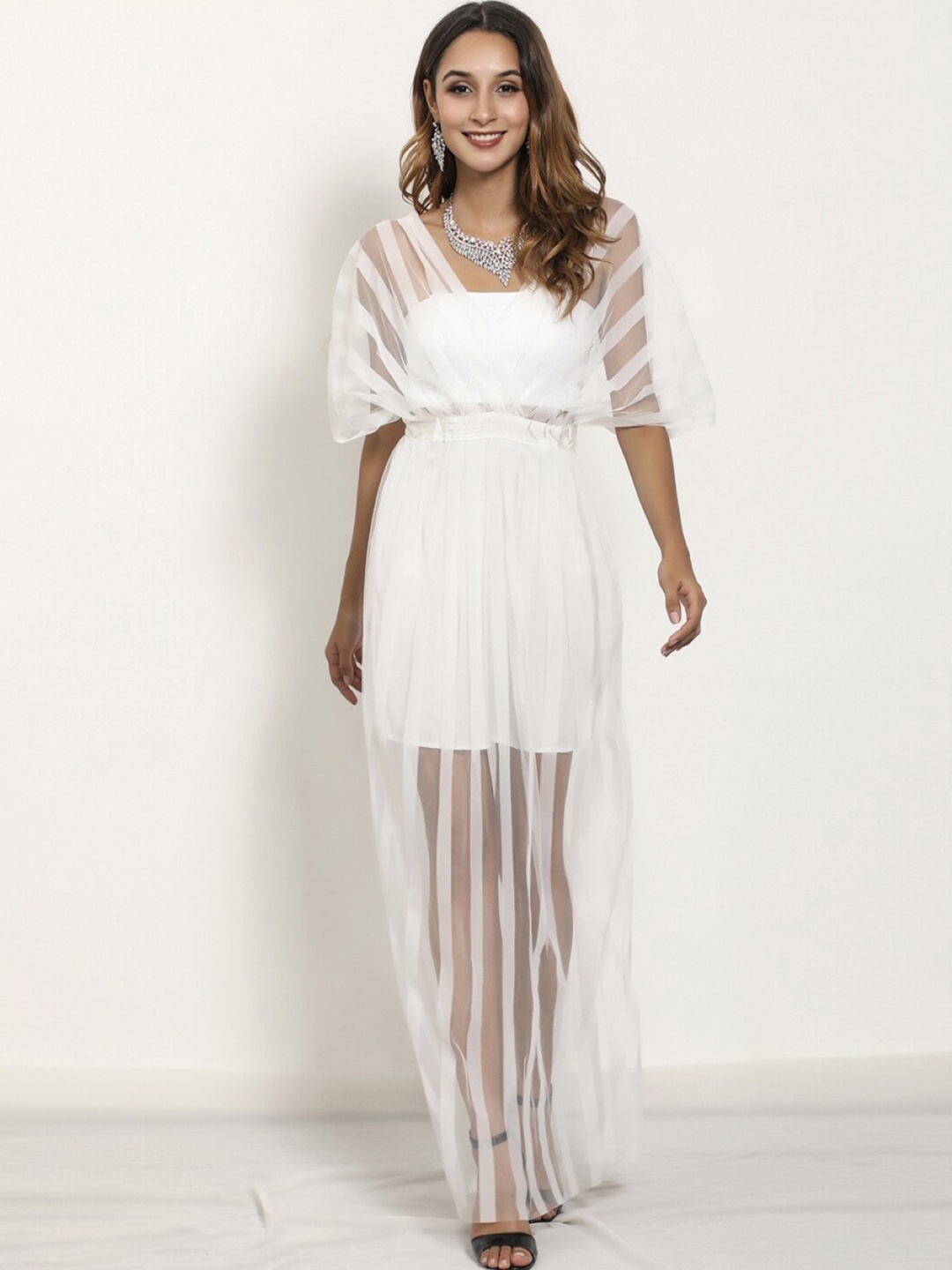 

StyleCast White V-Neck Flared Sleeve Maxi Dress