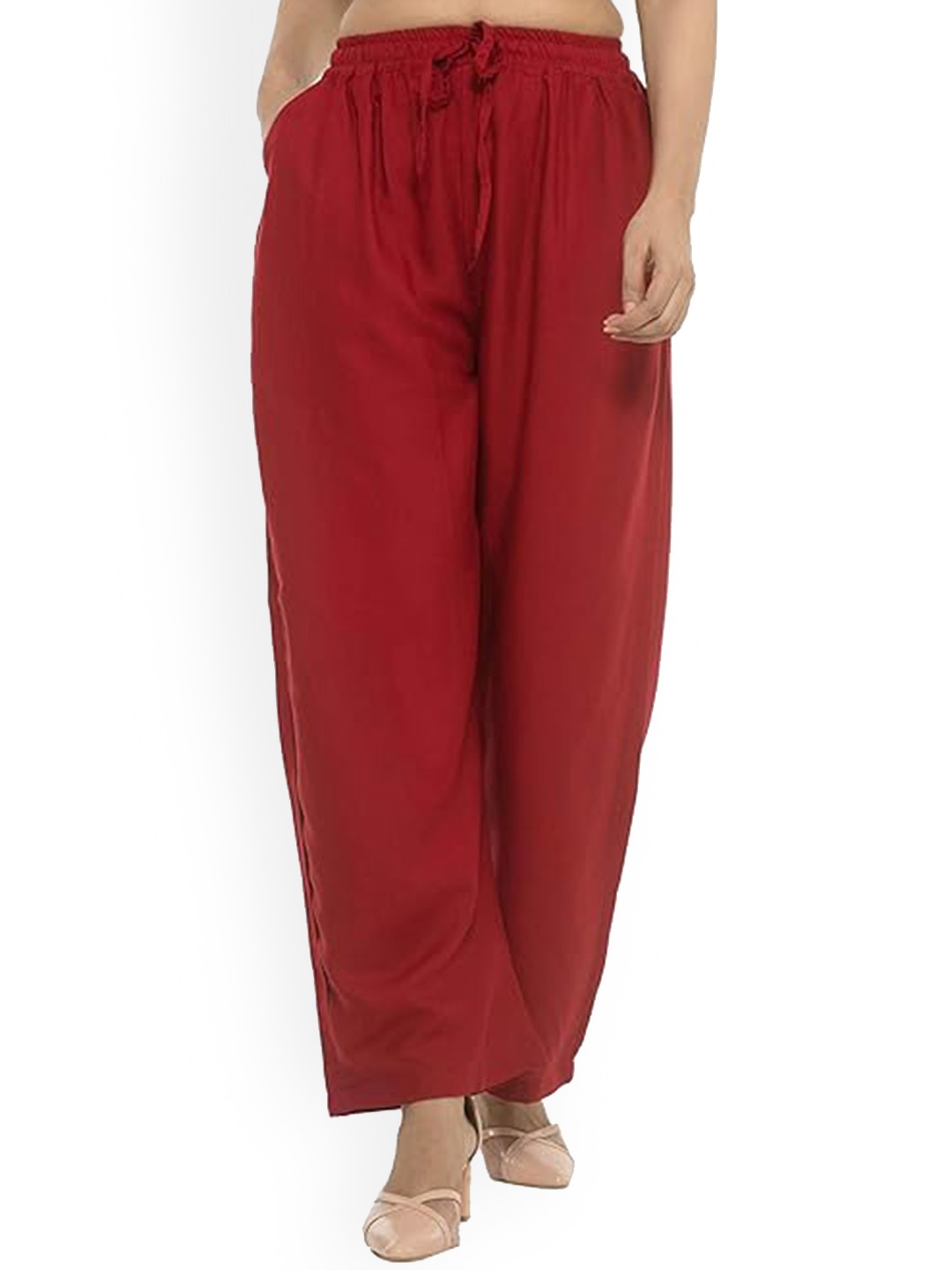 

CHANDERKASH Women Loose Fit Trouser, Maroon