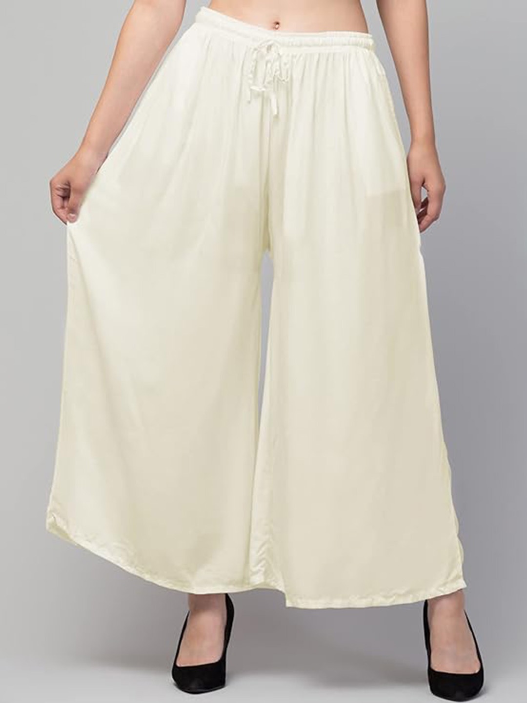 

CHANDERKASH Women Relaxed Straight Leg Mid-Rise Cotton Wide Leg Trouser, White