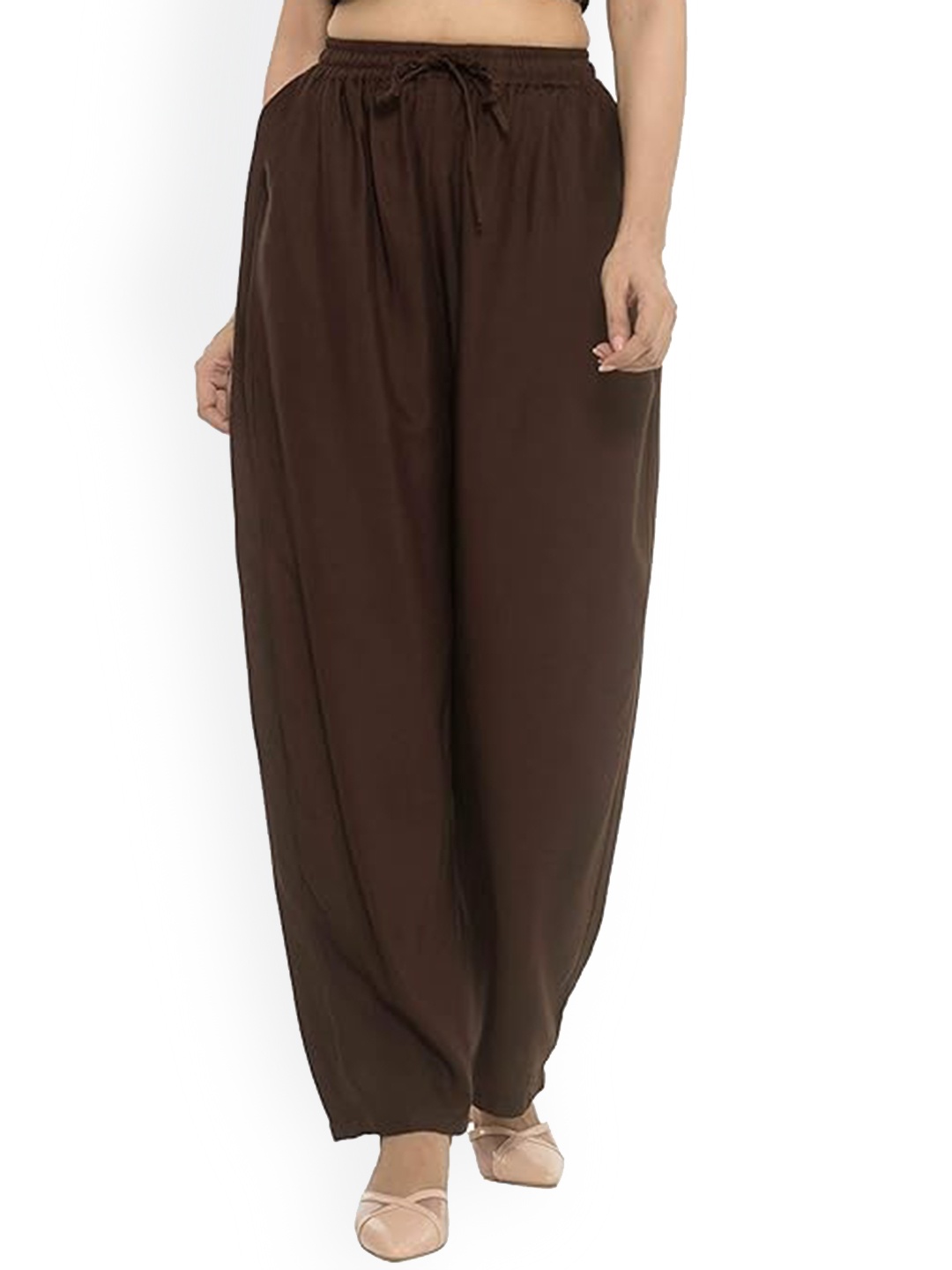 

CHANDERKASH Women Relaxed Straight Leg Cotton Trousers, Tan