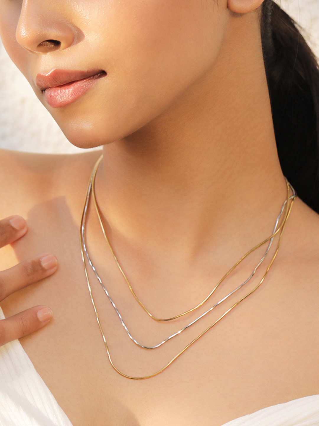

Rubans Voguish 18K Gold-Plated Stainless Steel Tarnish-Free Waterproof Layered Necklace